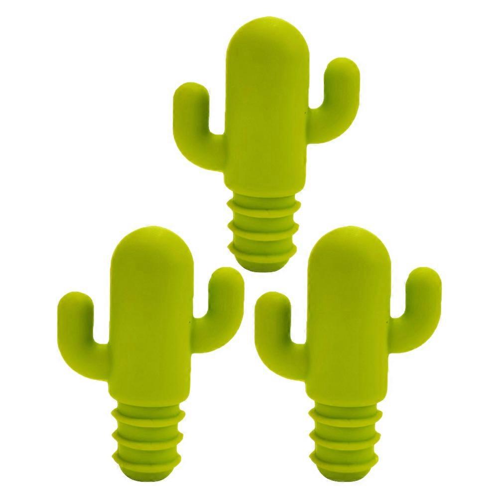 3pcs Cactus Reusable Silicone Stoppers for Sealing Leak Proof & Stylish Design to Keep Beverages Fresh