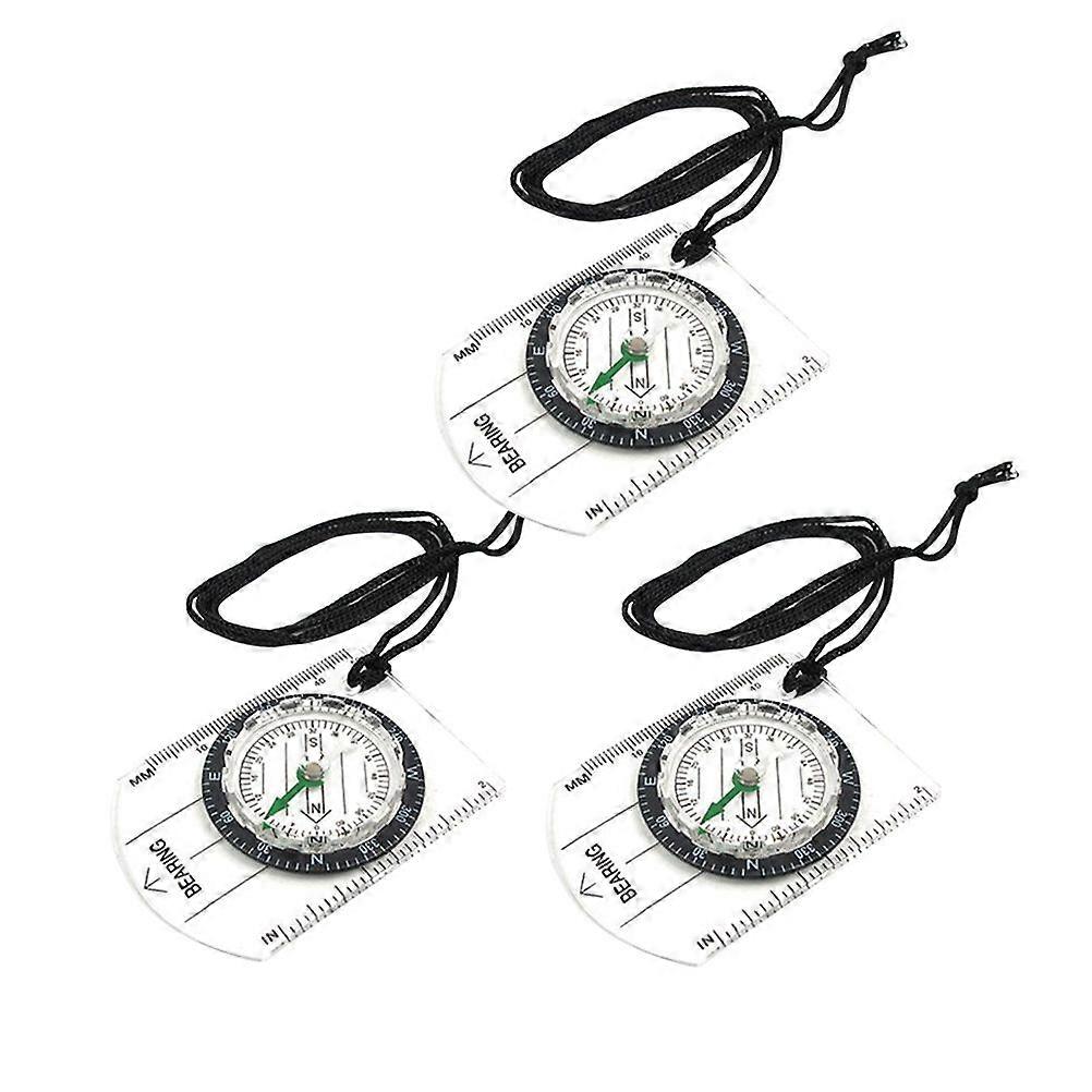 3 Pcs Outdoor Multi Purpose Compass Scale Professional Durable Clear Compass s Direction Indictator Device With Lanyard