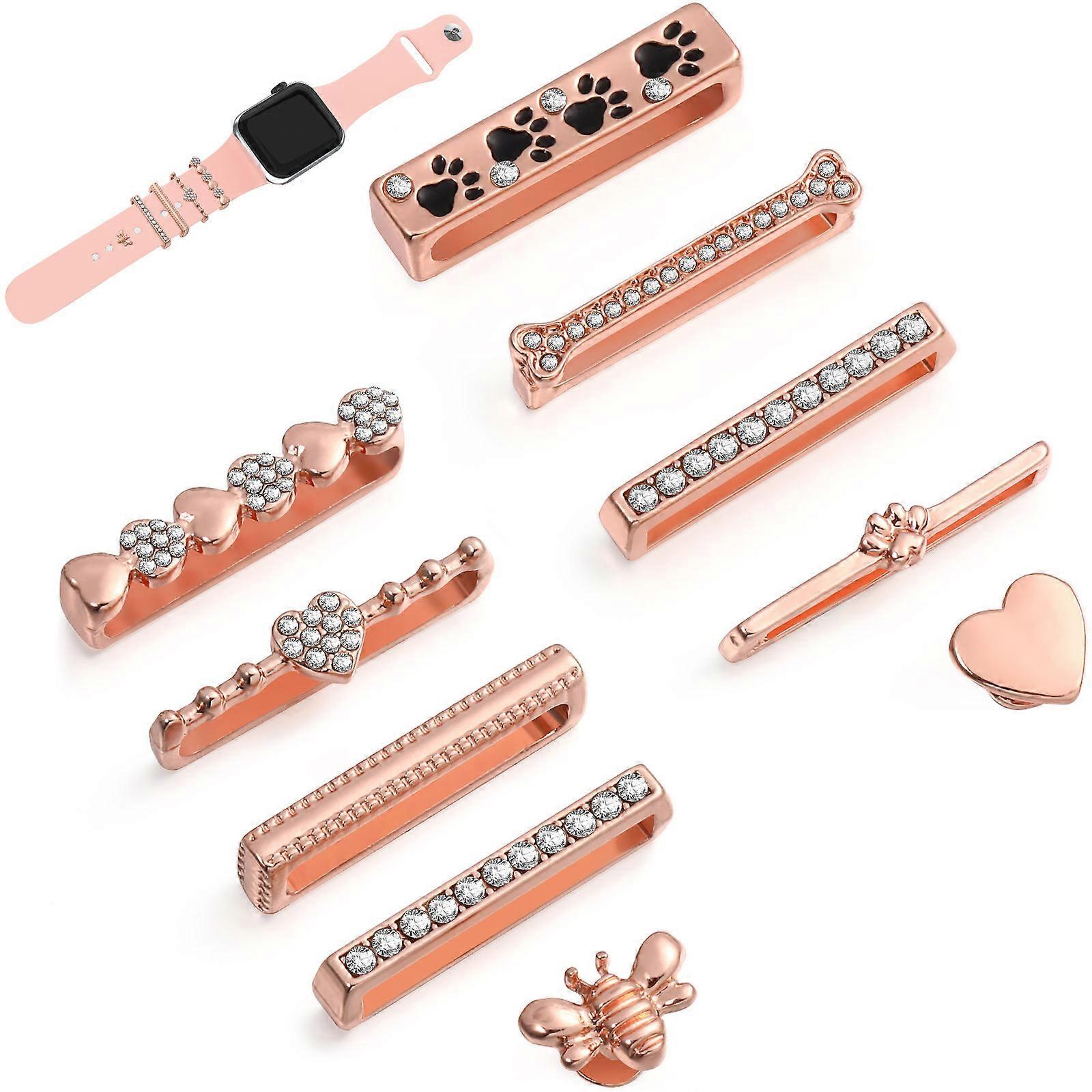 Decorative Watch Strap Loops Metal For Silicone Bands Assorted Color 10Pcs