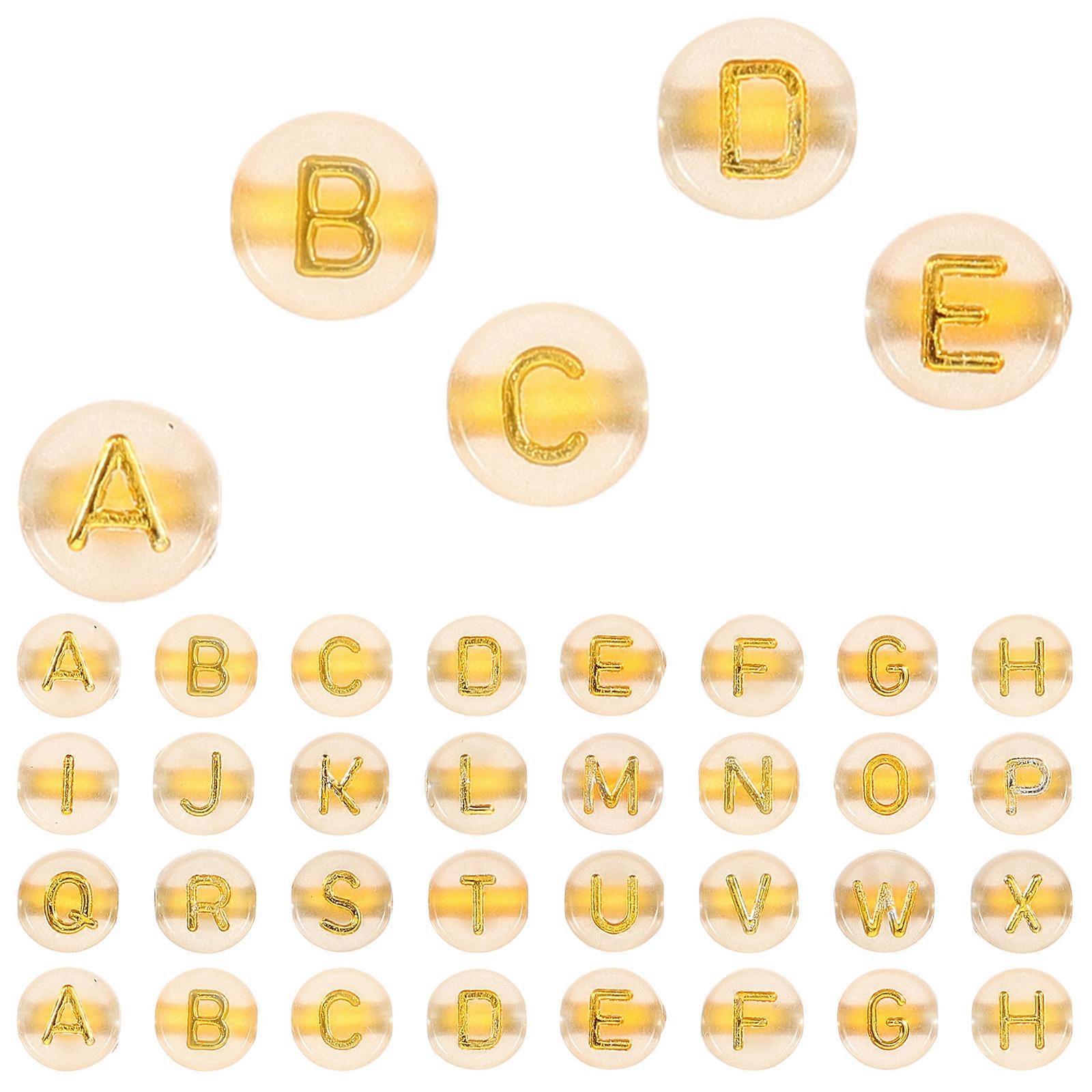 Letter Spacer Beads Mini Letters Beads Jewelry Components Craft Projects 0.6x0.6cm Golden Luminous 200Pcs