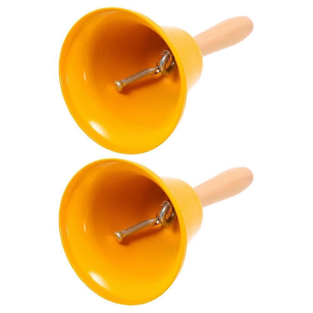 Classroom Bell With Wood Handle For Teachers Service Staff 2Set 6.5cm Diameter