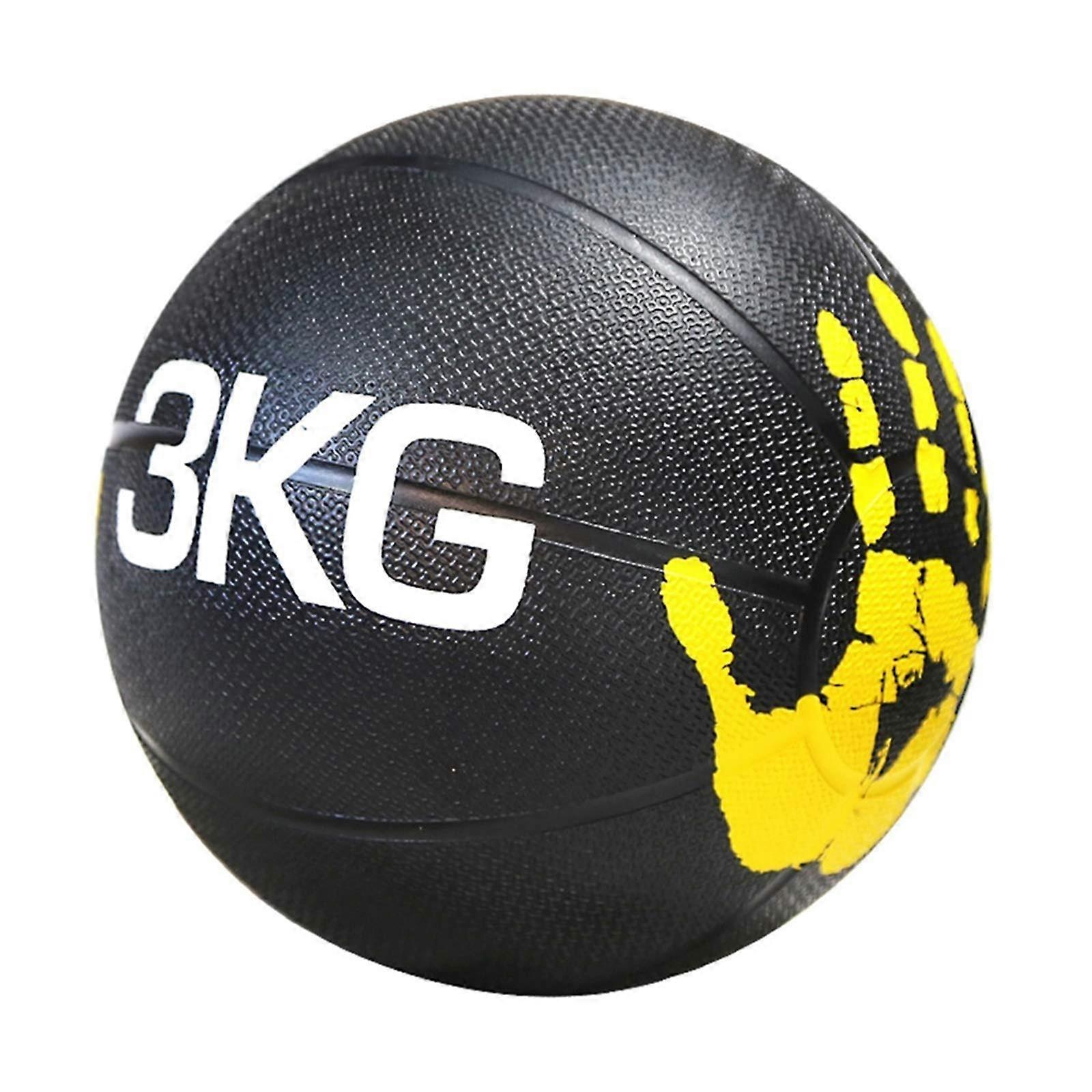 健身健身球，实心橡胶球，3 公斤/6.6 磅，男士和女士，肌肉力量训练，重力球，防滑和跌落
