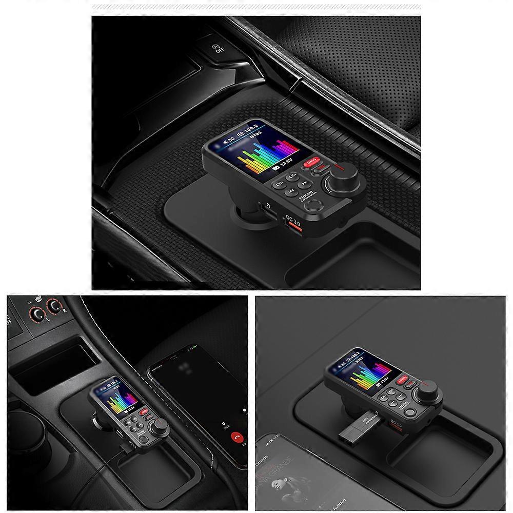 车载 BT MP3 播放器 FM 发射器双 USB 车载充电适配器，带 1.8 英寸彩色显示屏，支持免提通话 U 盘/TF 卡播放语音屁股