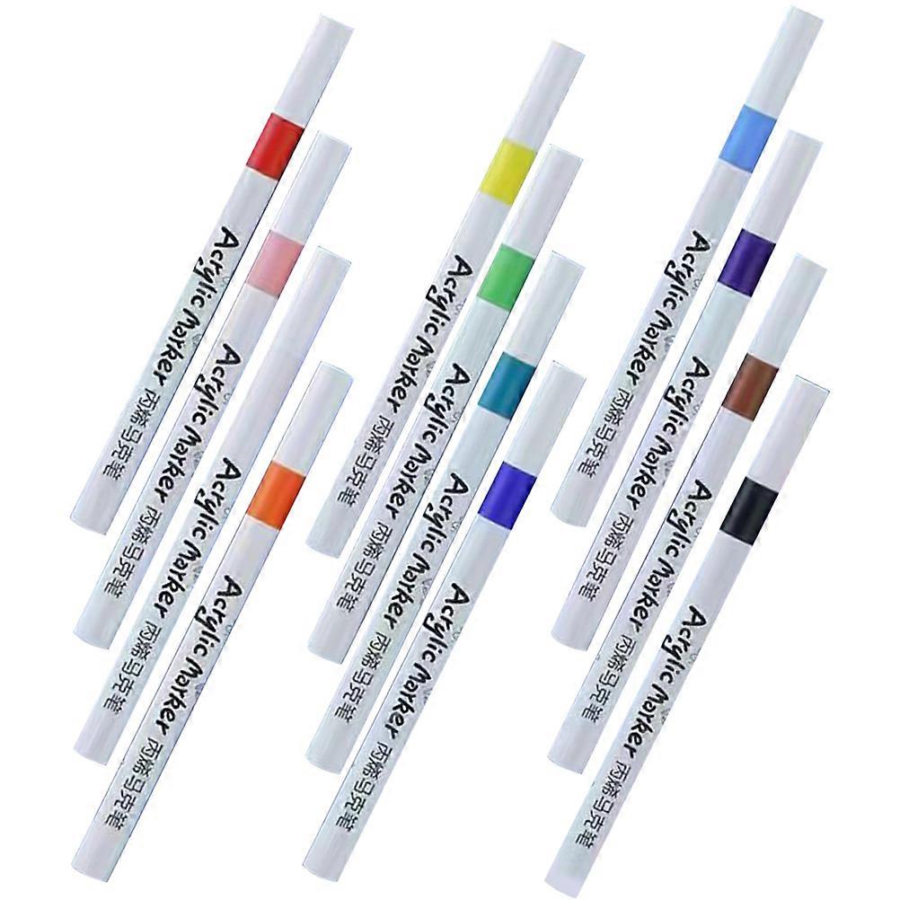 12pcs Acrylic Marking Pens for Watercolor Drawing, Smooth Writing & Crafting on Multi Surfaces – Ideal for DIY Art, Painting & Ceramics Projects