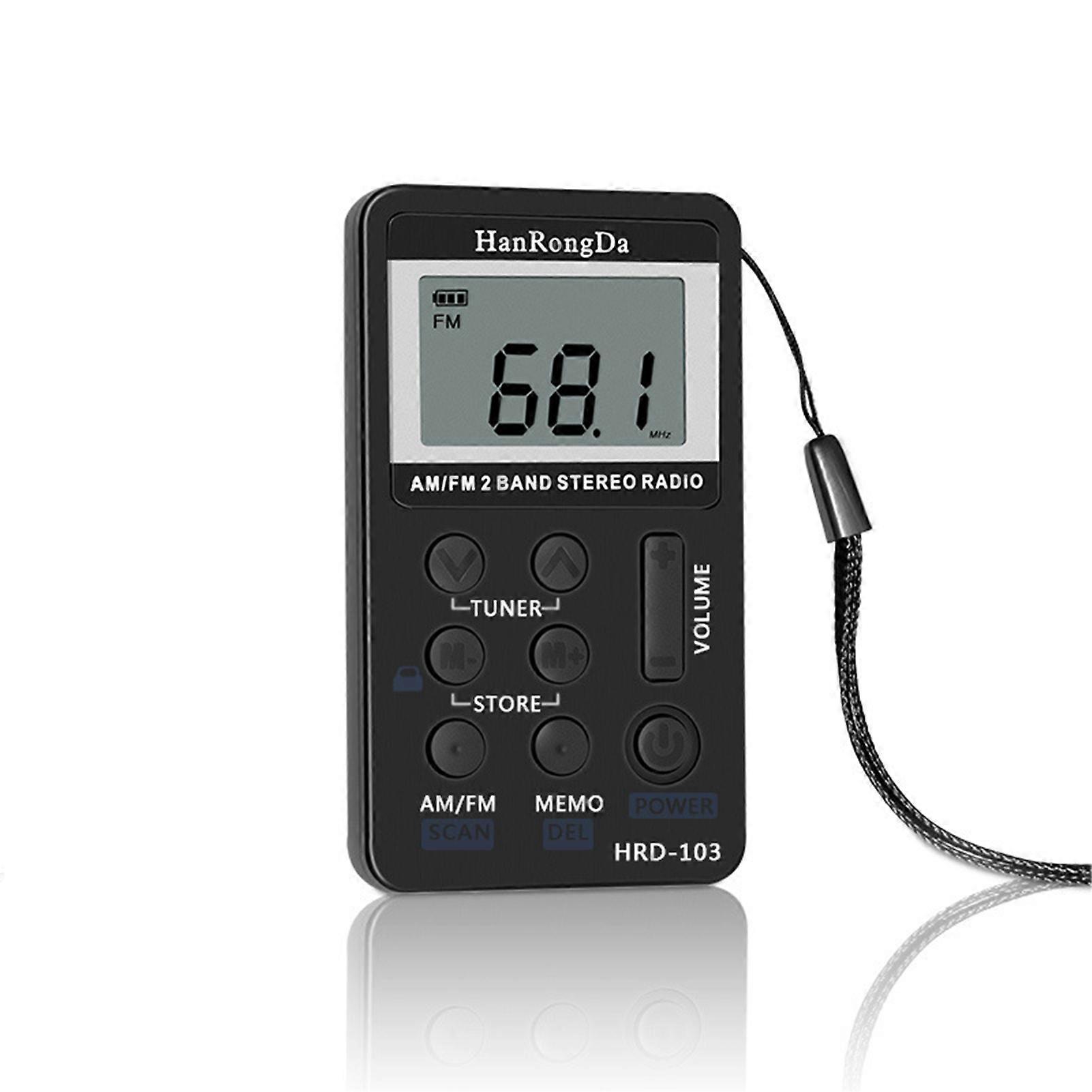 Kiboule HRD-103 AM/FM 2-Band Digital Pocket Radio with Headset and LCD Display