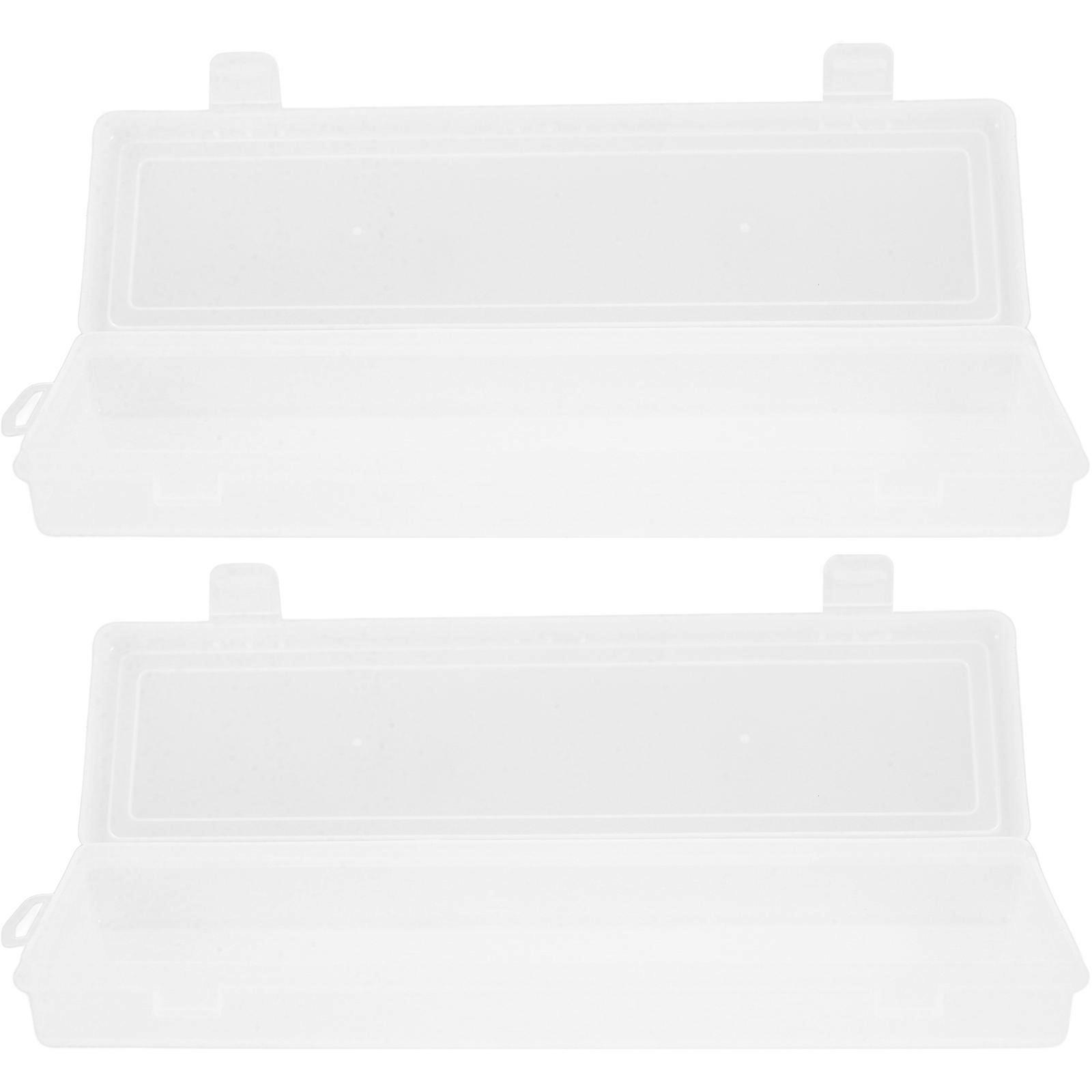 Transparent Plastic Storage Boxes with Grids Organizer for Jewelry, Tools, Beads 2pcs Home Storage Containers with Assorted Buckle Colors