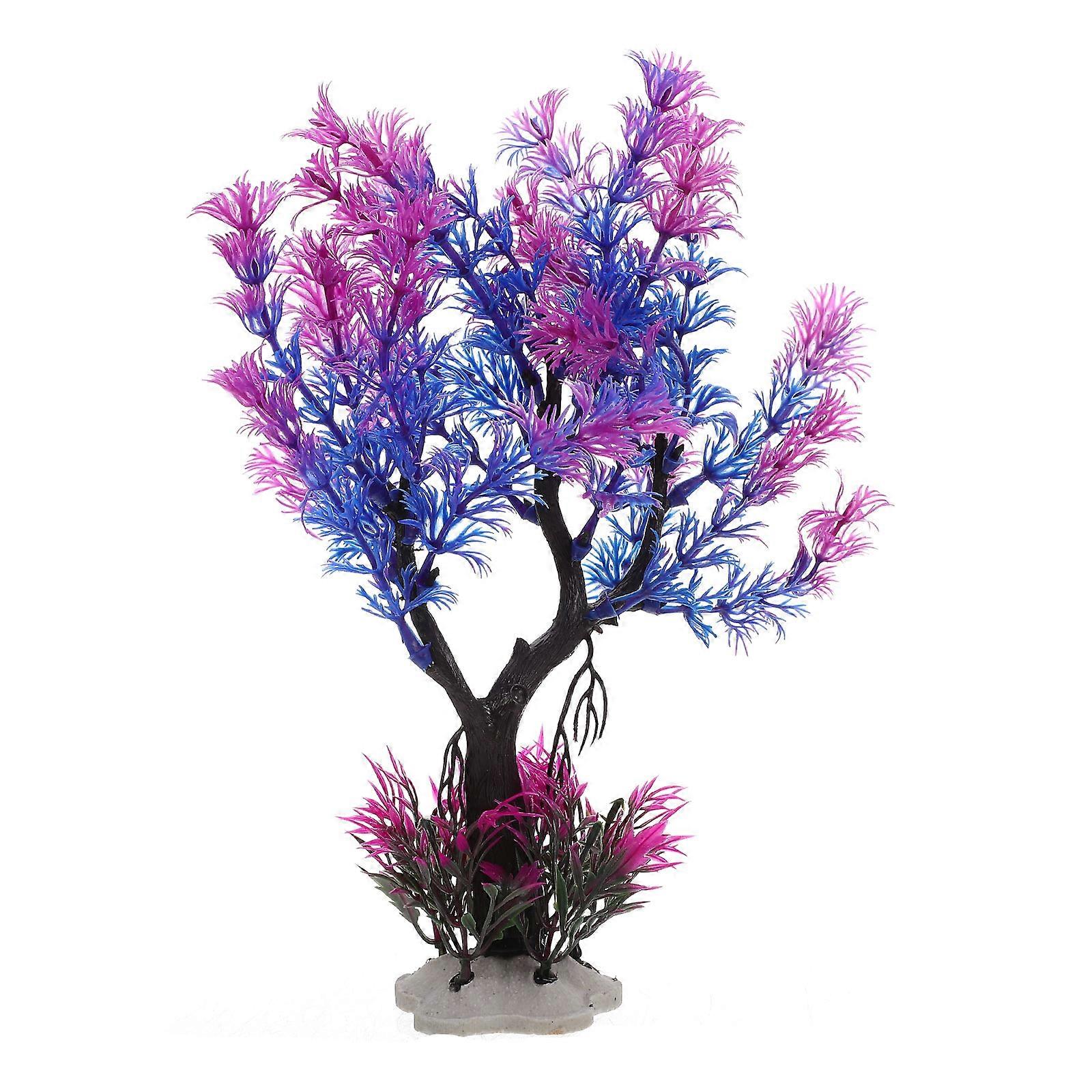 Uzun Akvaryum Bitkisi Sahte Ağaçlar Akvaryum Sahte Bitki Mor 6x6x25cm Plastik 1 Adet