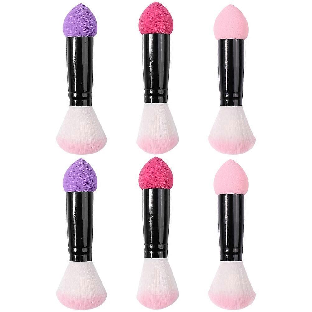 6pcs Ended Blush Brush for Blush, Powder & Foundation Application – Easy Grip Design, Pink & Purple, Beginner & Professional Use