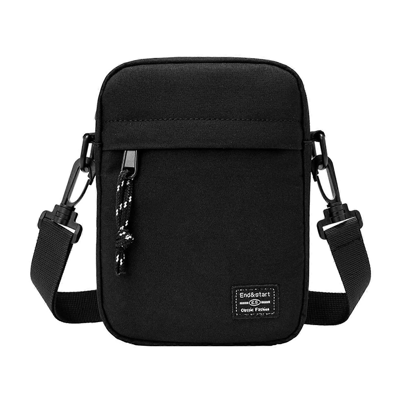 Mens Messenger Bag Black One Size Lightweight With Adjustable Shoulder Strap