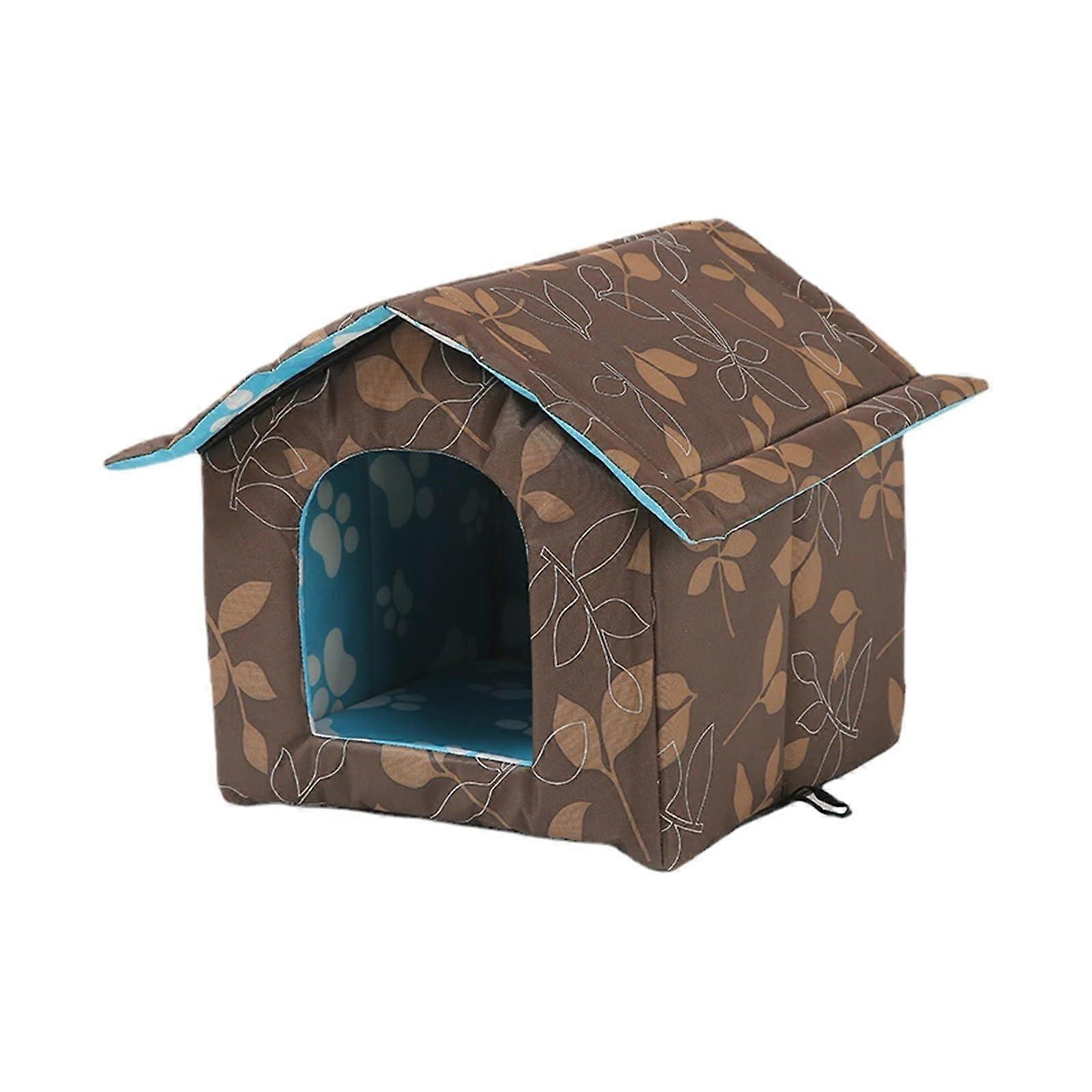 Winter Cat Kennel with Self Warming Pad Foldable Pet House for Winter
