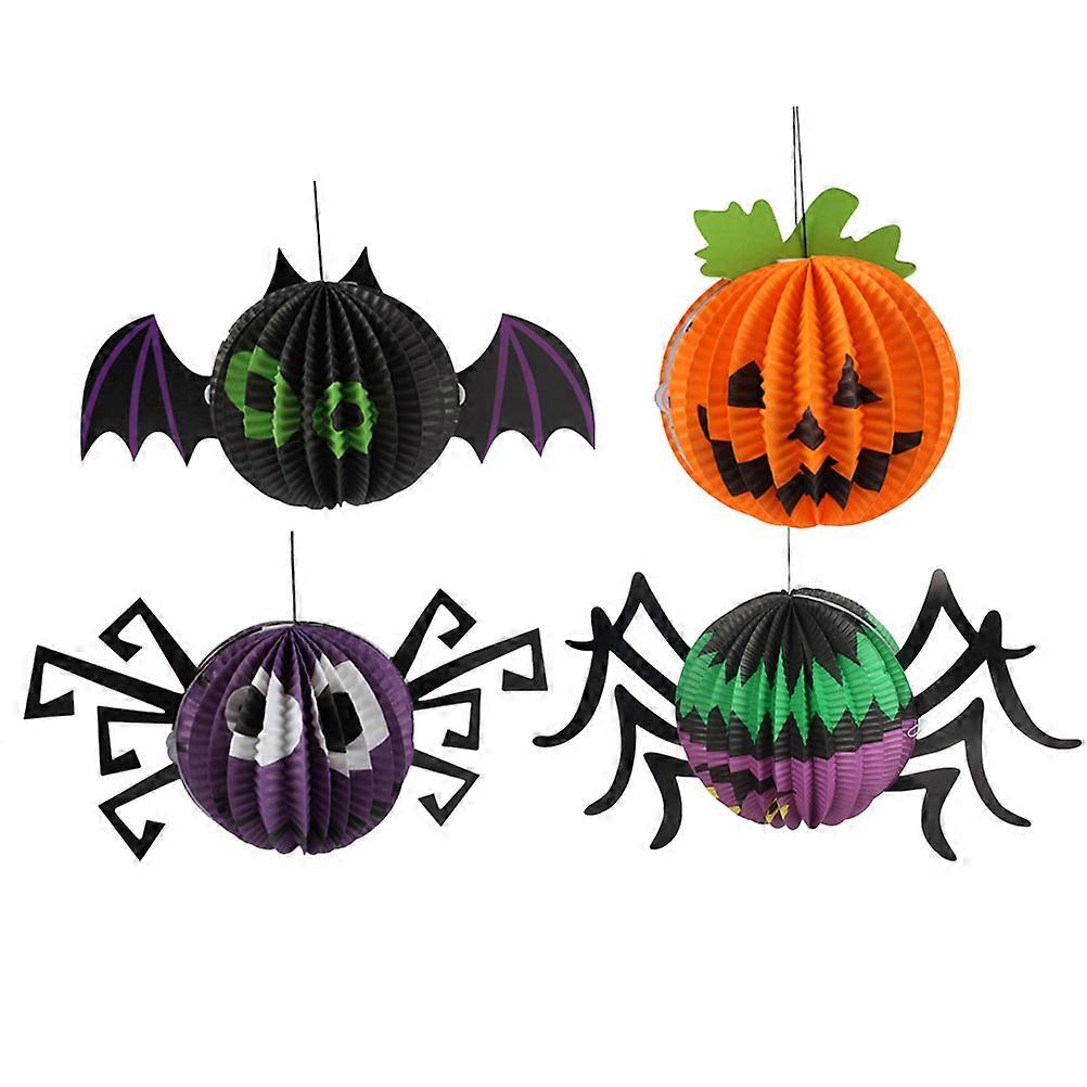 Folding Paper Lantern Halloween Table Decoration Lightweight 4Pcs Props For Haunted House Parties