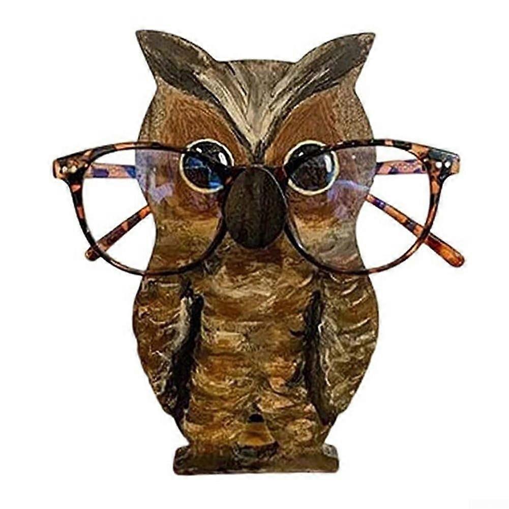 Adorable Animal Shaped Glasses Stand Wooden Glasses Organizer Space Saving Display (Owl)