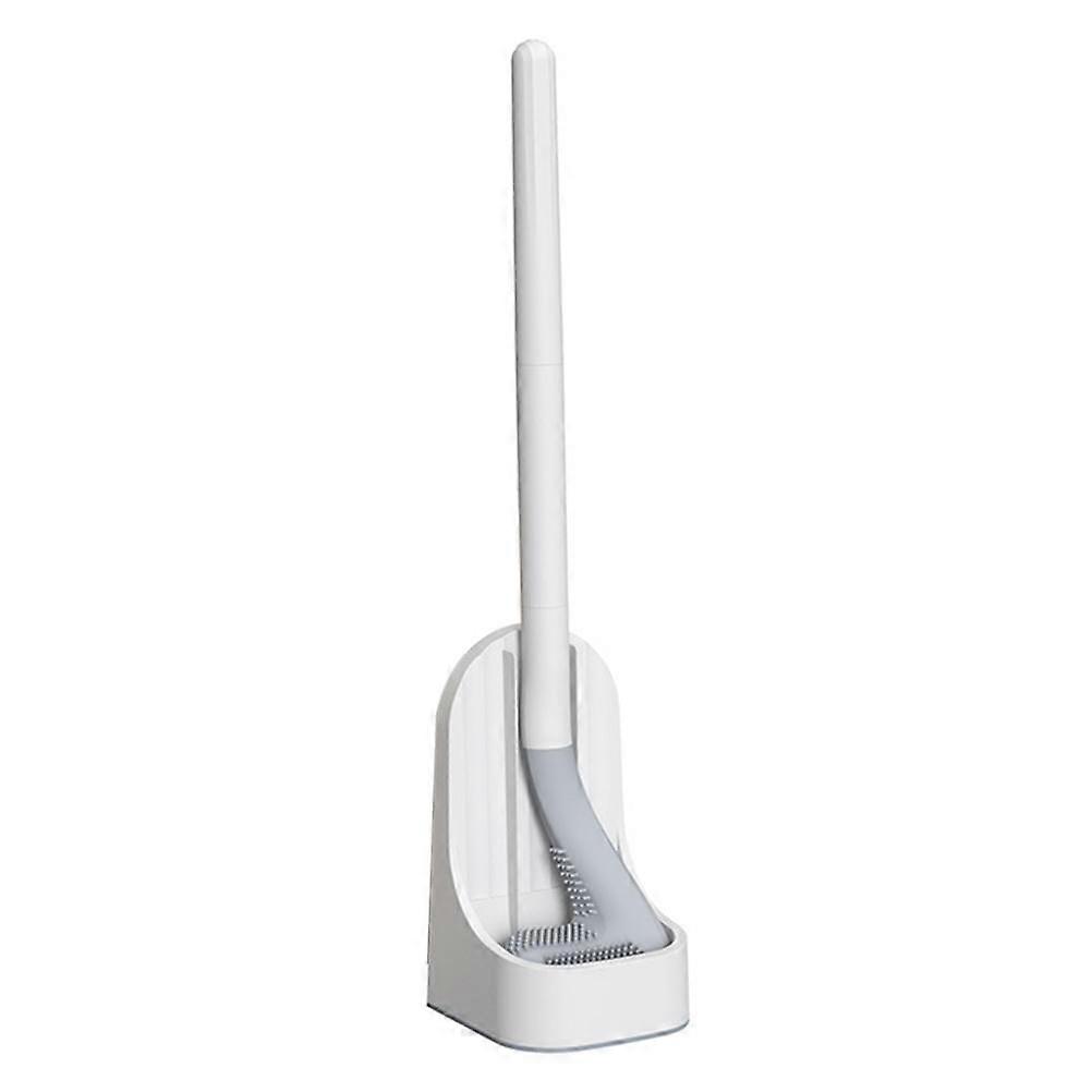 Toilet Cleaning Brush Set with Long Handle, Soft TPR Material, Detachable Scrubber, White Base for Home and Office Corner Cleaning