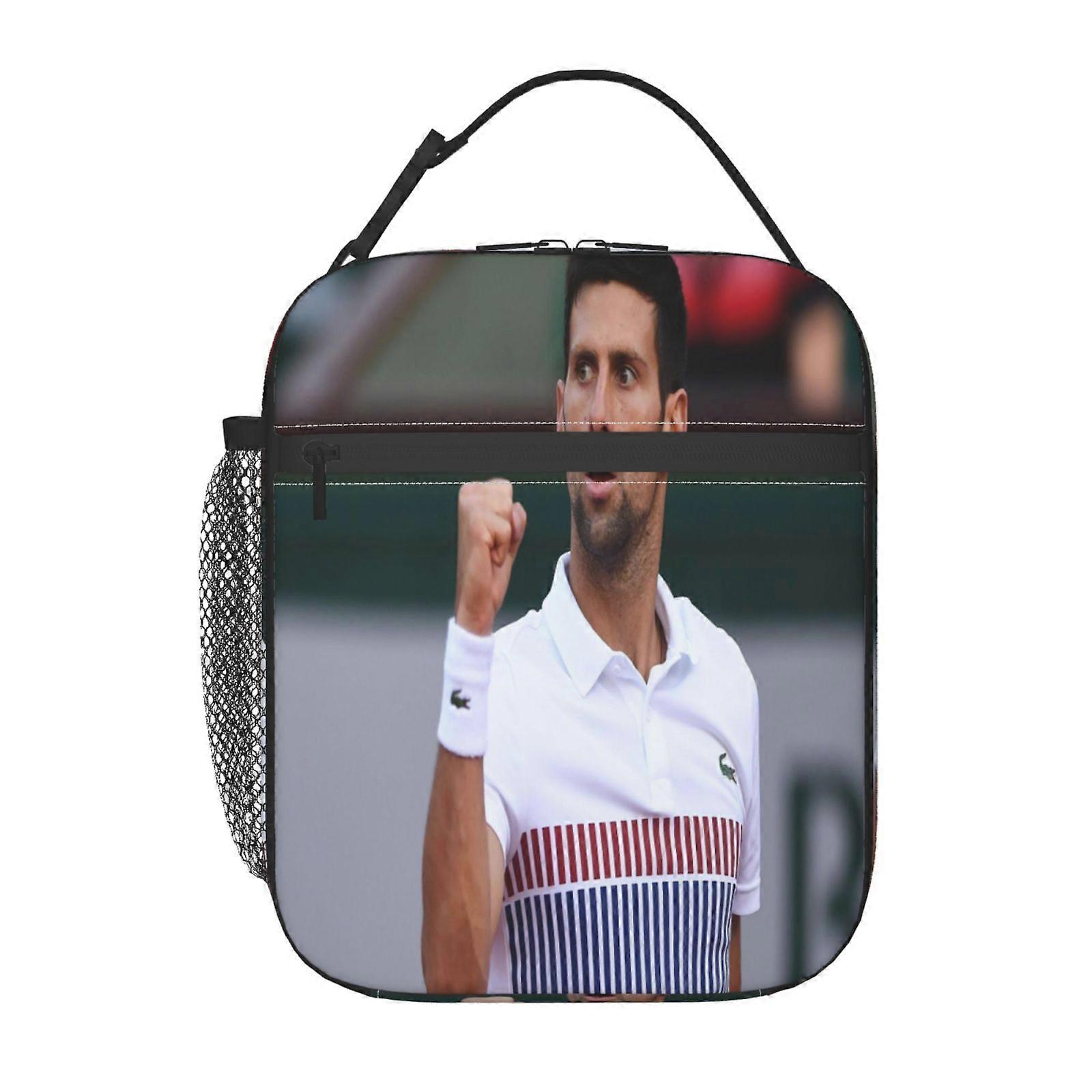 q84 Novak Djokovic Lunch Bag Reusable Cooler Tote, Double Zipper Closure with Front Pocket, Perfect for Picnics Hiking Work v84