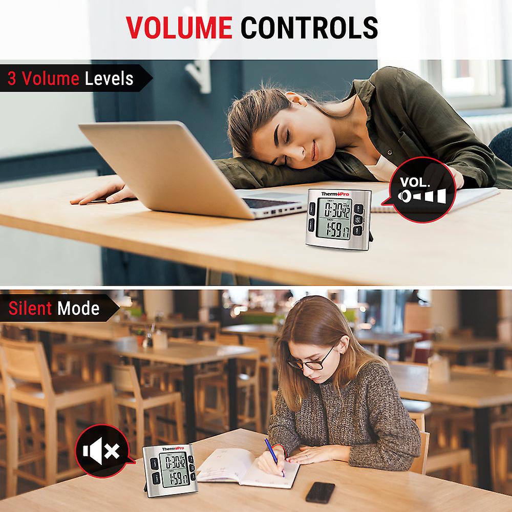 Thermopro Tm02 Digitale Timer Herinnering Student Huishoudelijke Wekker Timer Achtergrondverlichting Dubbele Koken Aftellen Kookwekker