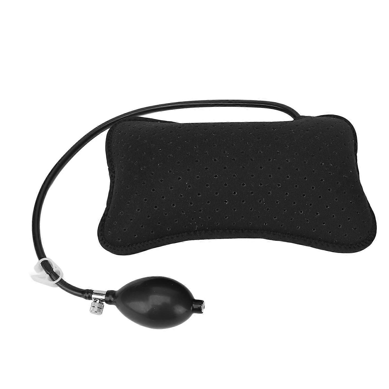 Inflatable Lumbar Support Cushion Adjustable Back Support for Office, Car, and Travel - Black Ergonomic Design