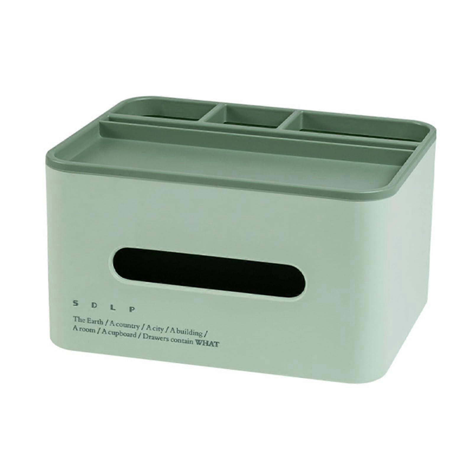 LX Multifunctional Tissue Holder with Remote Control, Pen Holder and Napkin Box, Plastic Design for Bedroom and Office, Green