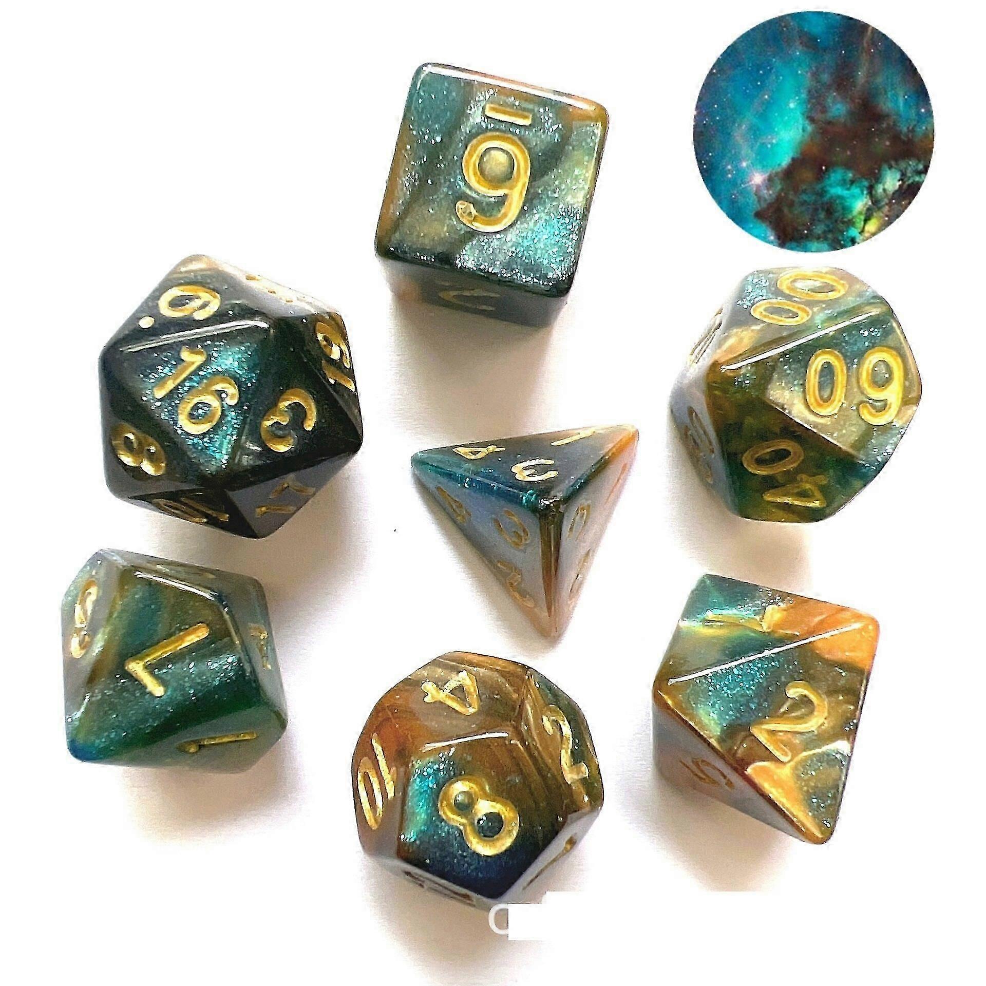 Nova Dual Color Multi Faced Dragon And Dungeon Game Dice Board Game Color (7 peças por conjunto)