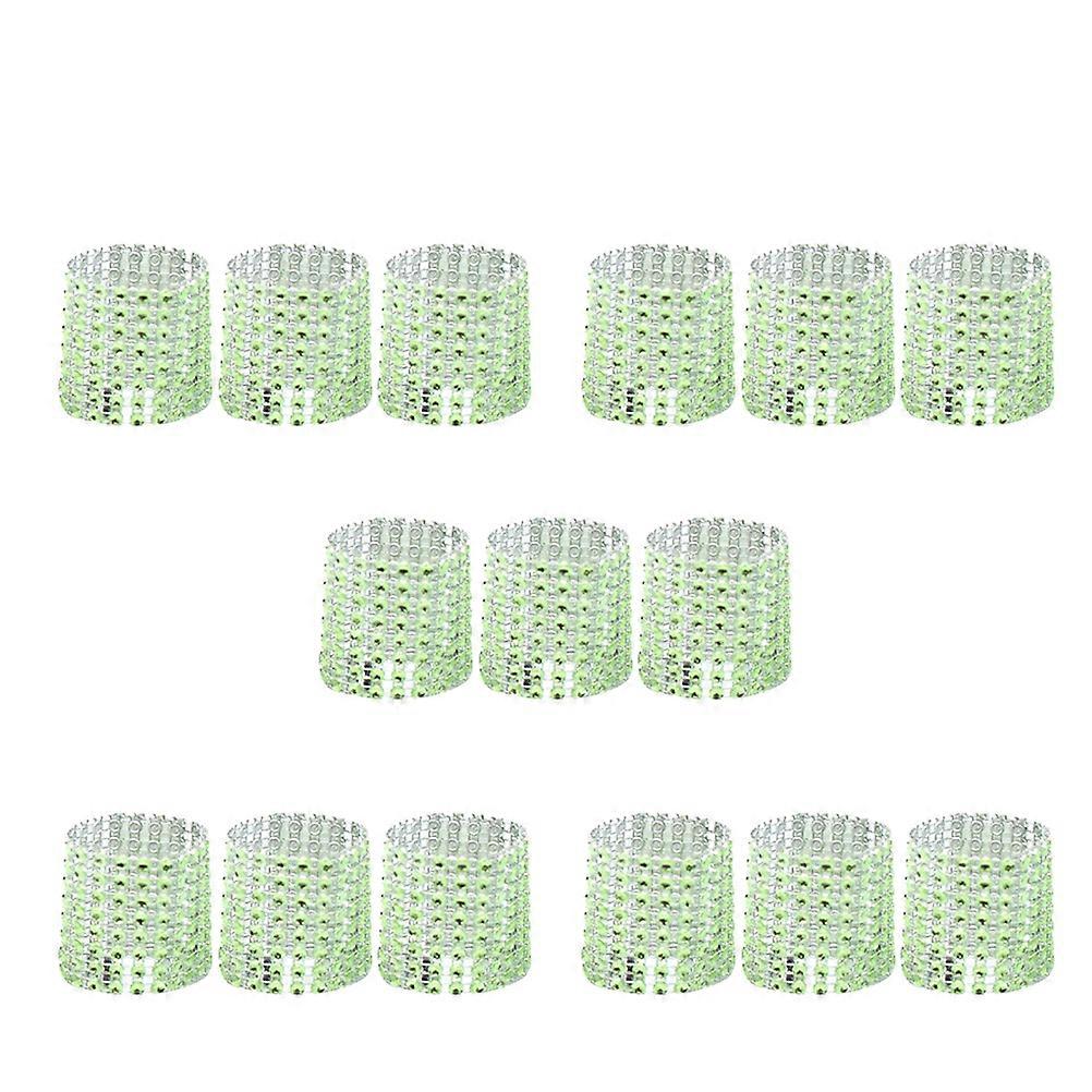 Banquet Napkin Holders Rhinestone Crystal Design Round Shape for Wedding Bridal Shower 60Pcs Green