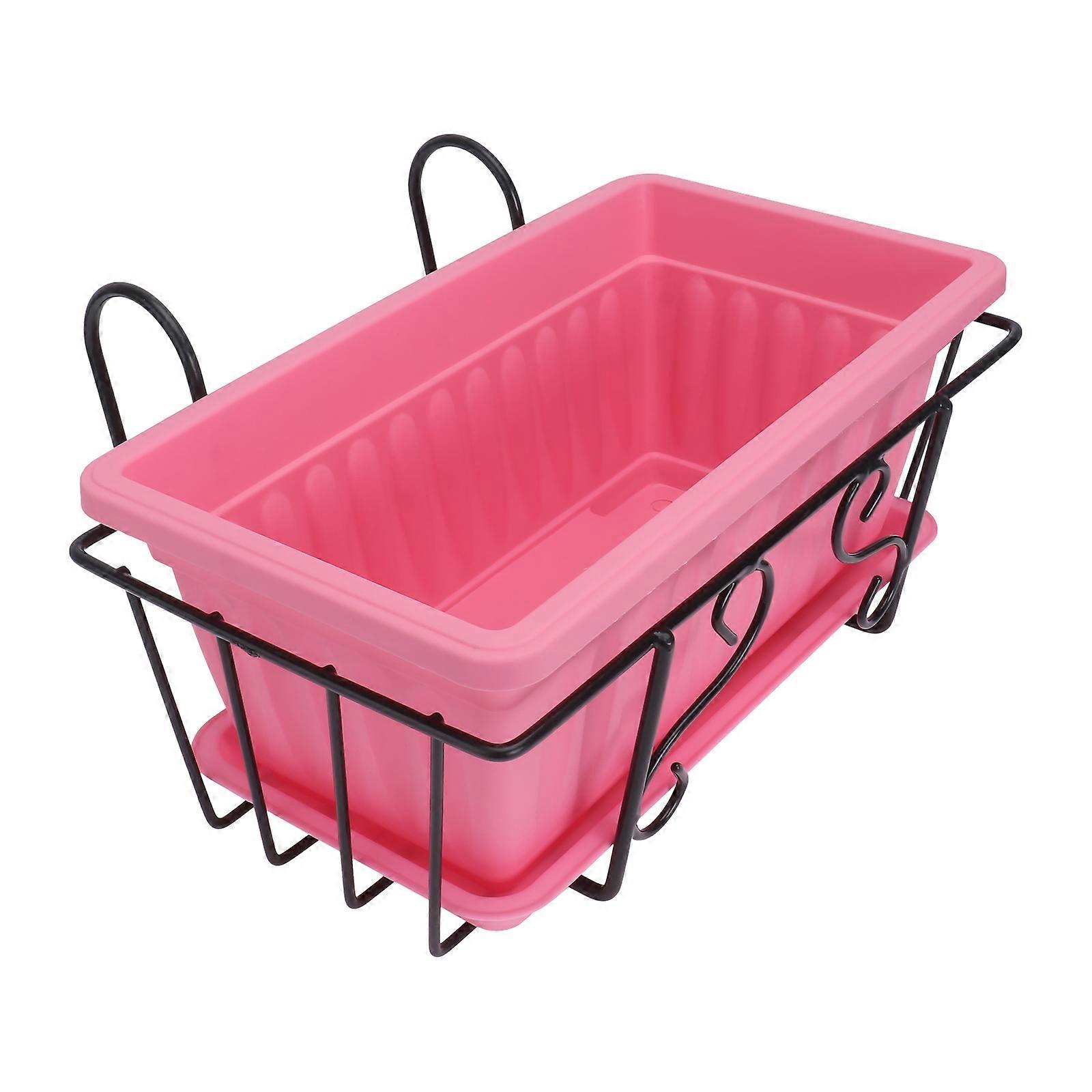 Pink Flowerpot Hanging Rack for Home Use Durable Iron and Plastic Planter Display Suitable for