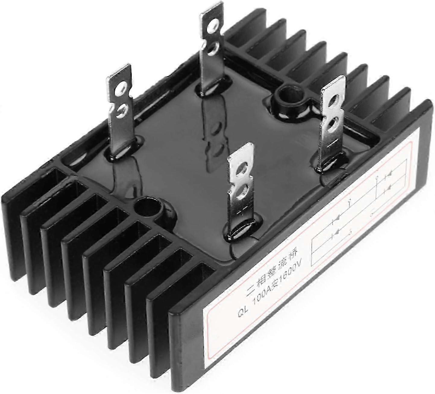 Bridge Rectifier, 1pc 100A Amp 1600V Voltage 2-Phase Diode High Power Bridge Rectifier Black n Board Battery Charger SZRH A-J