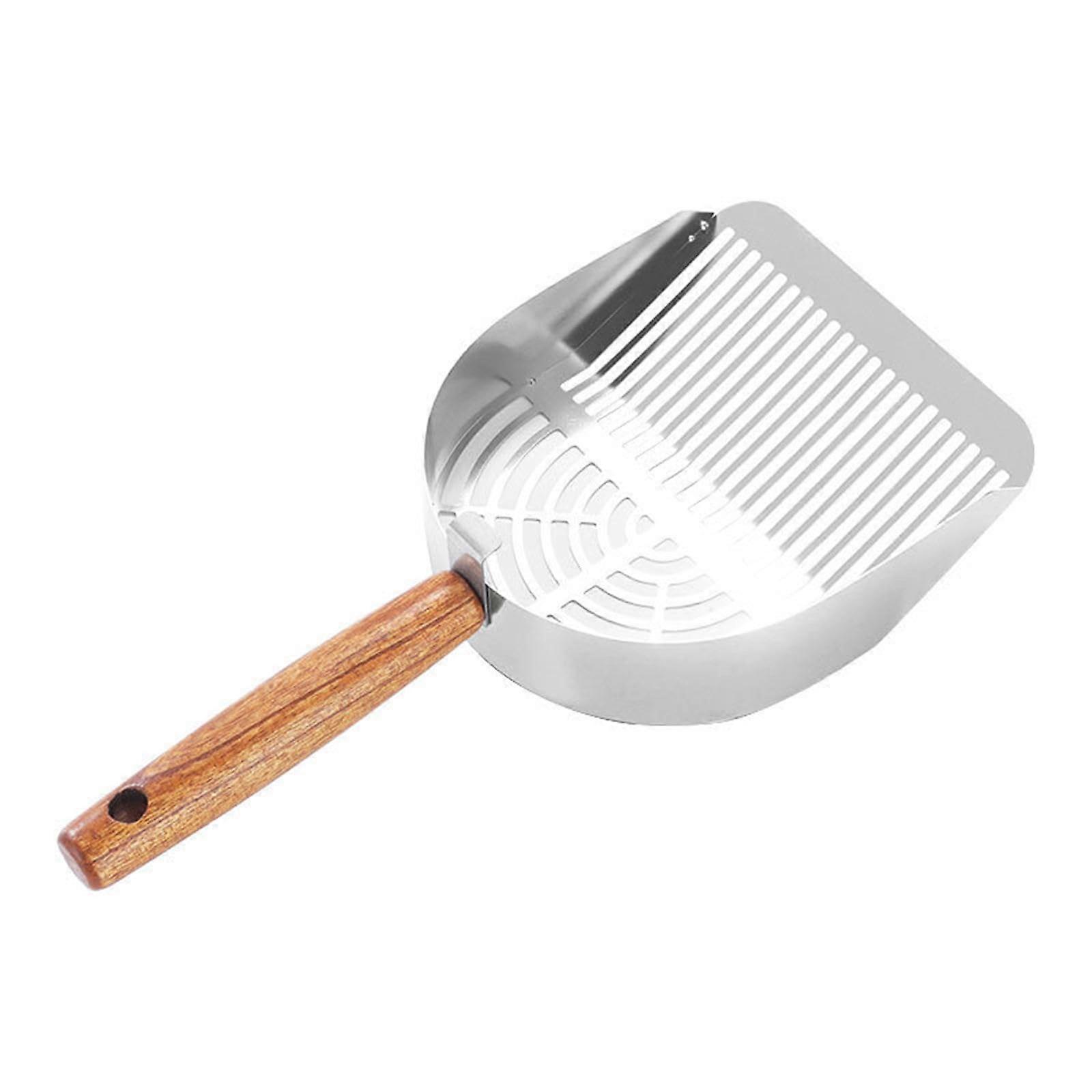 Stainless Steel Pet Litter Shovels with Rust-Resistant Wooden Handle for Efficient Sifting and Waste Removal 30cm Size