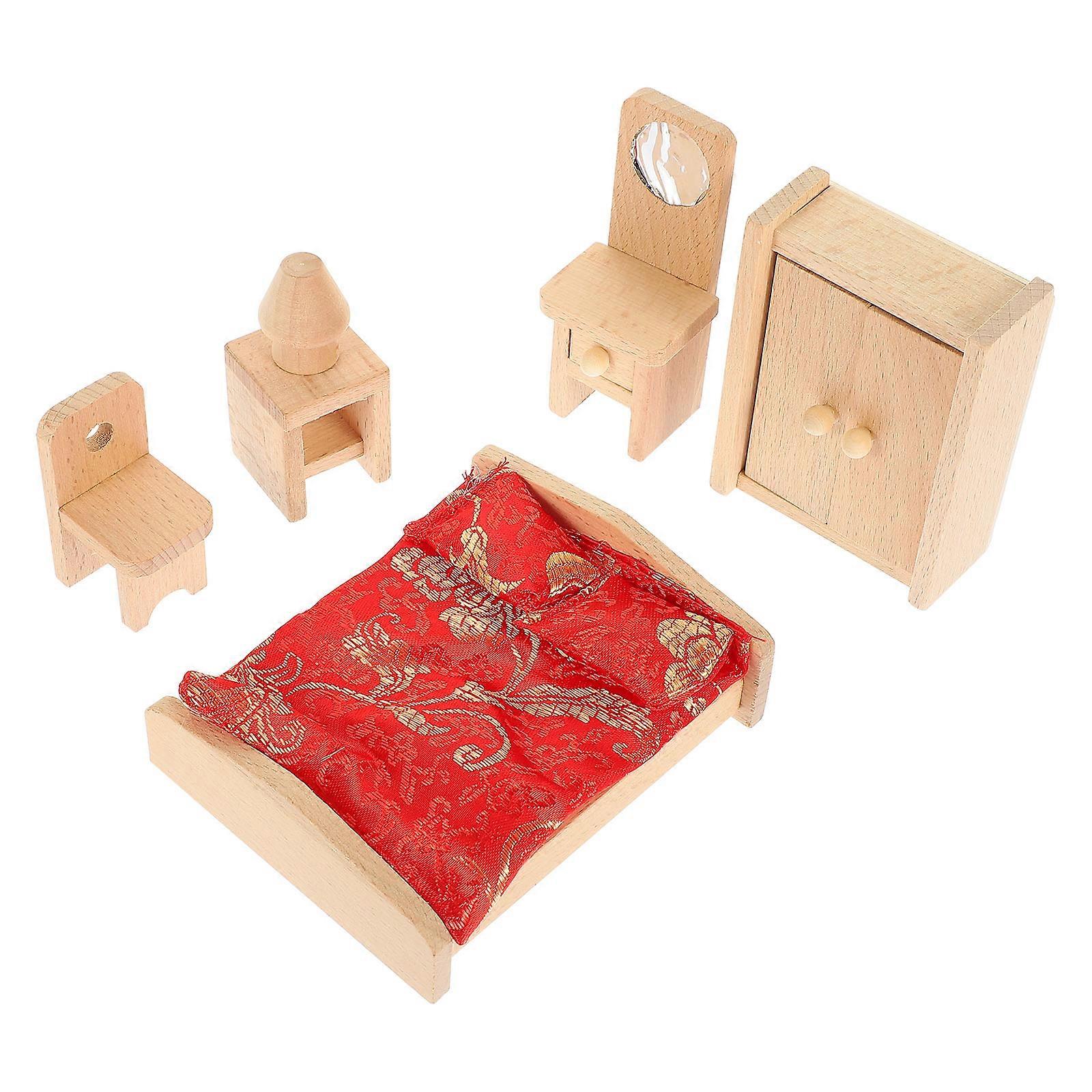 Mini House Furniture Creative Miniature Bedroom Small House Accessories Assorted Color 12X10X4CM Decorative Simulated Miniature Bedroom 1Set