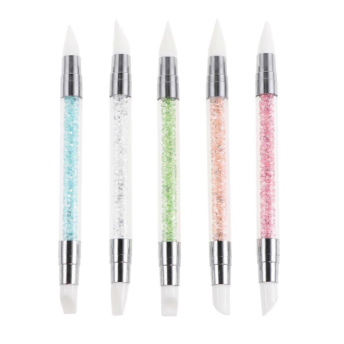 Nail Art Toolkit with Rhinestones Pickup Pen Made of Plastic Assorted Color for Salon Use 5pcs
