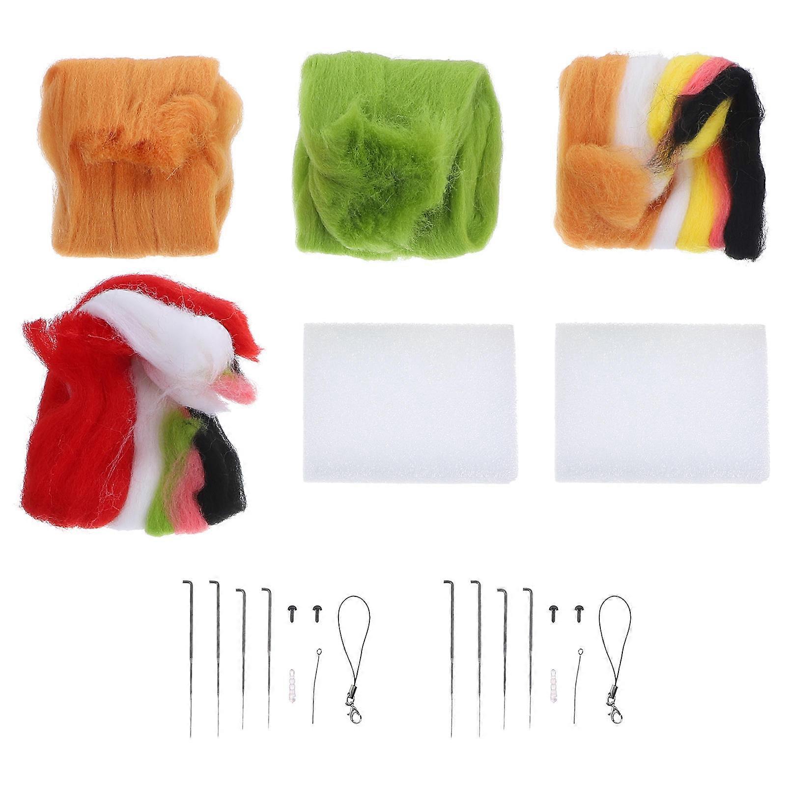 Diy Material Set Diy Needle Felt Kit Dinosaur Plush Doll Crafting Wool Felt 2 Sets
