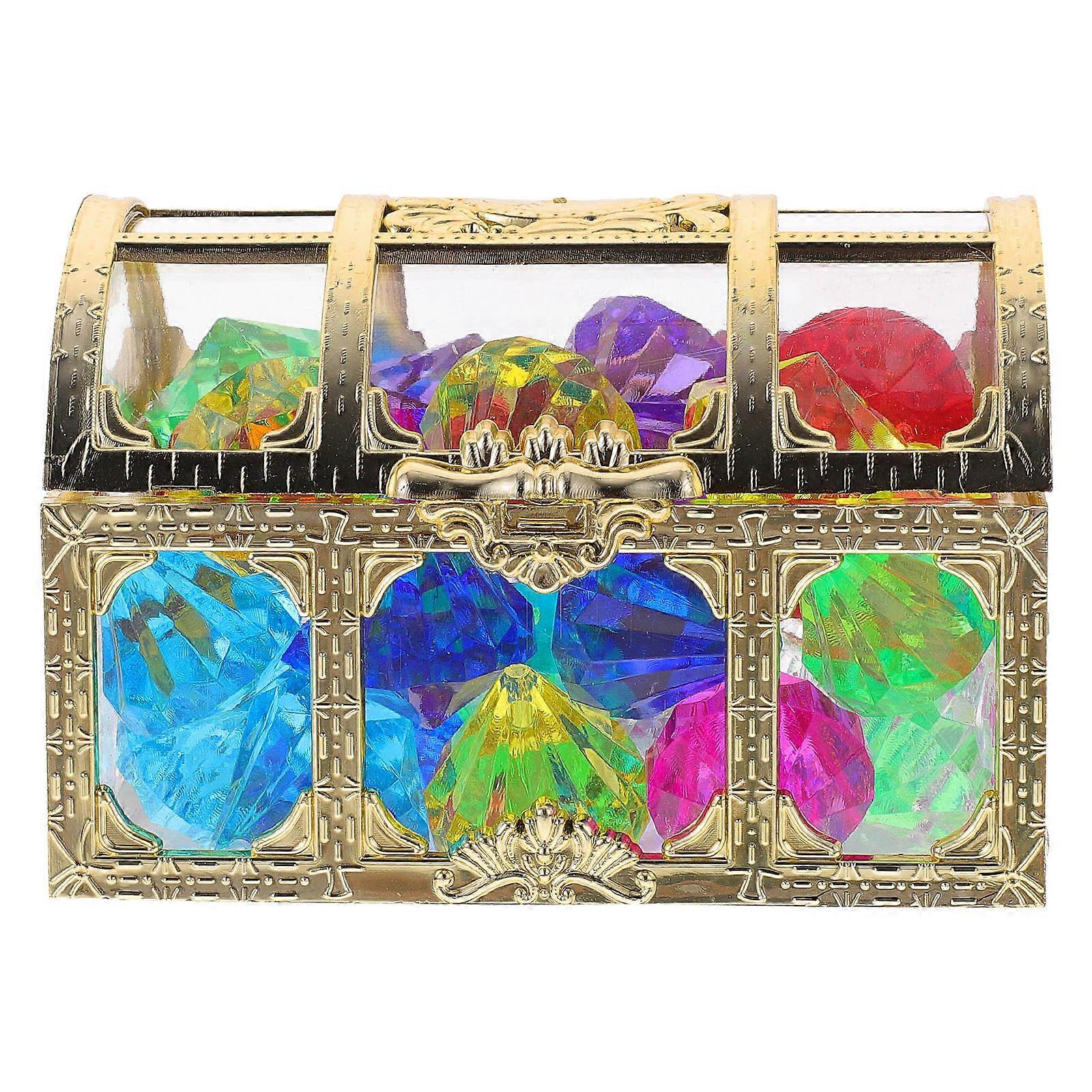 Colorful Plastic Gems with Storage Box for Crafts, Party Favors, Treasure Hunt, Pirate Games, and Birthday Decorations