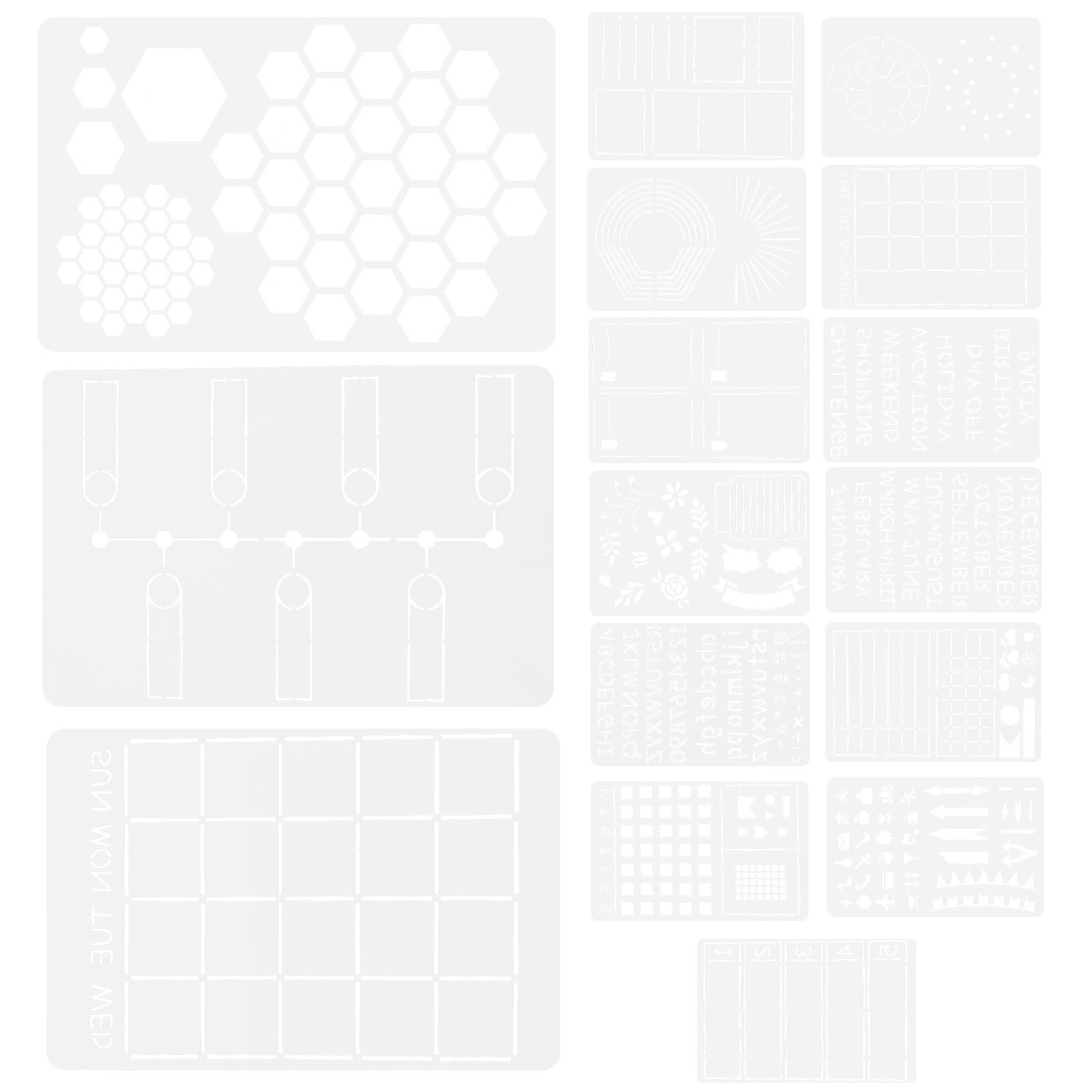 16pcs Portable Multi Function Painting Stencils, Hollow Templates for Journal Drawing, DIY Crafts, Home Decor, Suitable for Scrapbooking & Wall Art