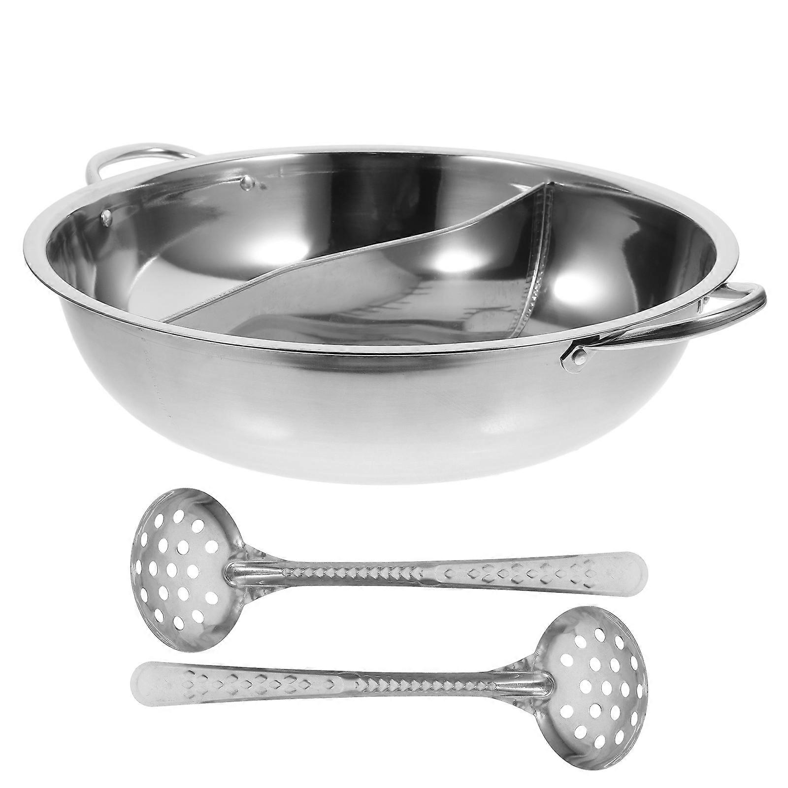 Stainless Steel Divided Pot for Cooking with Silver Color and Generous Diameter Ideal for Family Gatherings