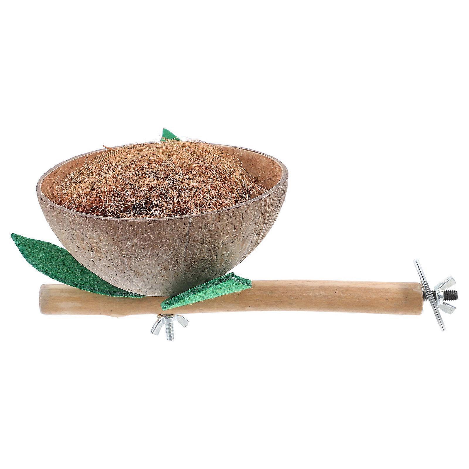 Bird Hut With Perch Wood Material Nesting Box for Parakeets Exercise 7.9×5×3.5in 1Set