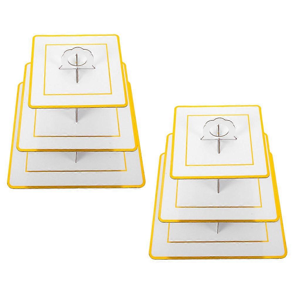 Cake Holder For Dessert Table Multi Layer Dessert Display Stand Birthday Party White Three Layers Biodegradable 2Pcs