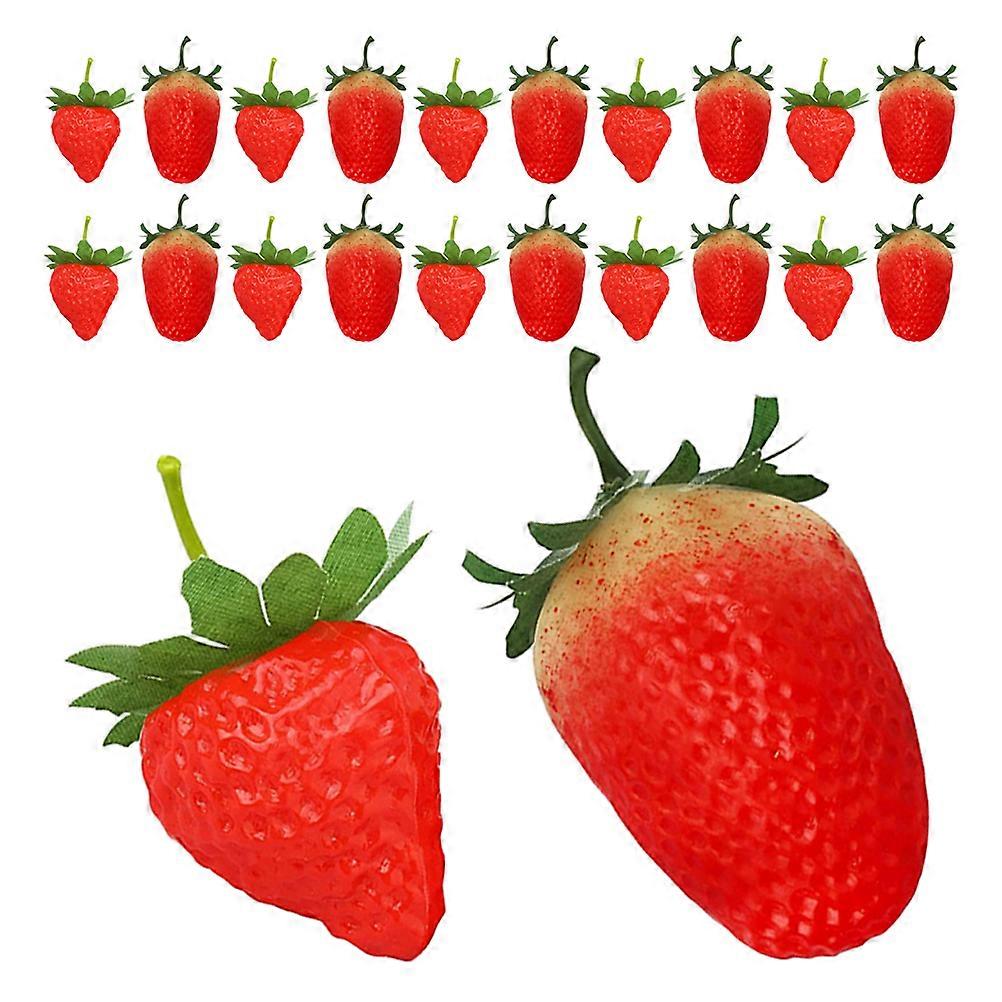 Decorative Artificial Fruit Realistic Artificial Strawberries For Home Kitchens Party Setup 30Pcs