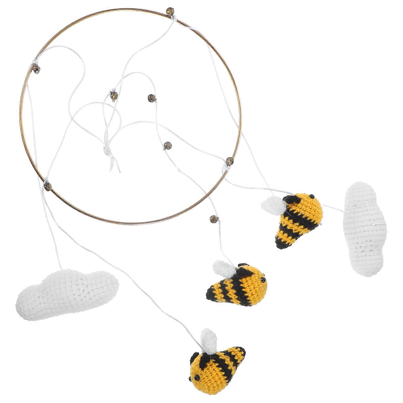 Bee Hanging Decor, Nordic Style Cloud Wall Ornament, Indoor Scene Knitting Craft Home Decoration for Elegant Atmosphere