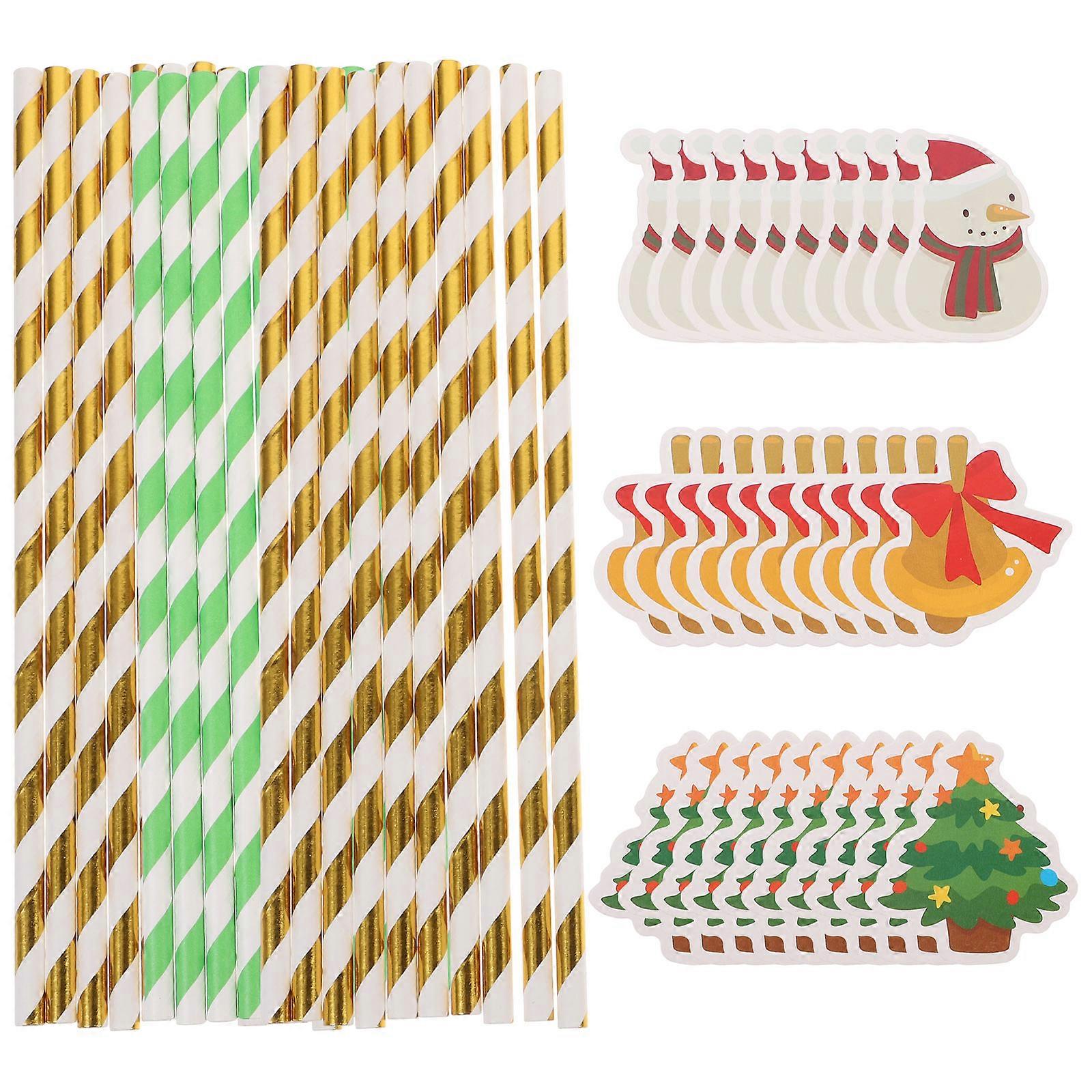 Decorative 30Pcs Drinking Straws Made Of Premium Paper Material Suitable For Christmas Parties And Evening Events