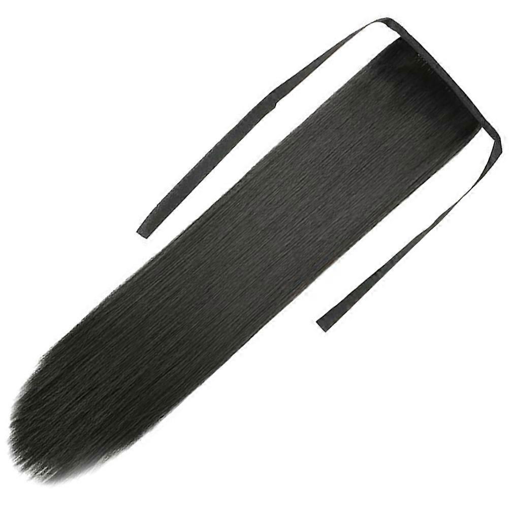 Black Straight Ponytail Extension for Cosplay Use High Temperature Size Fits All Adjustable Length