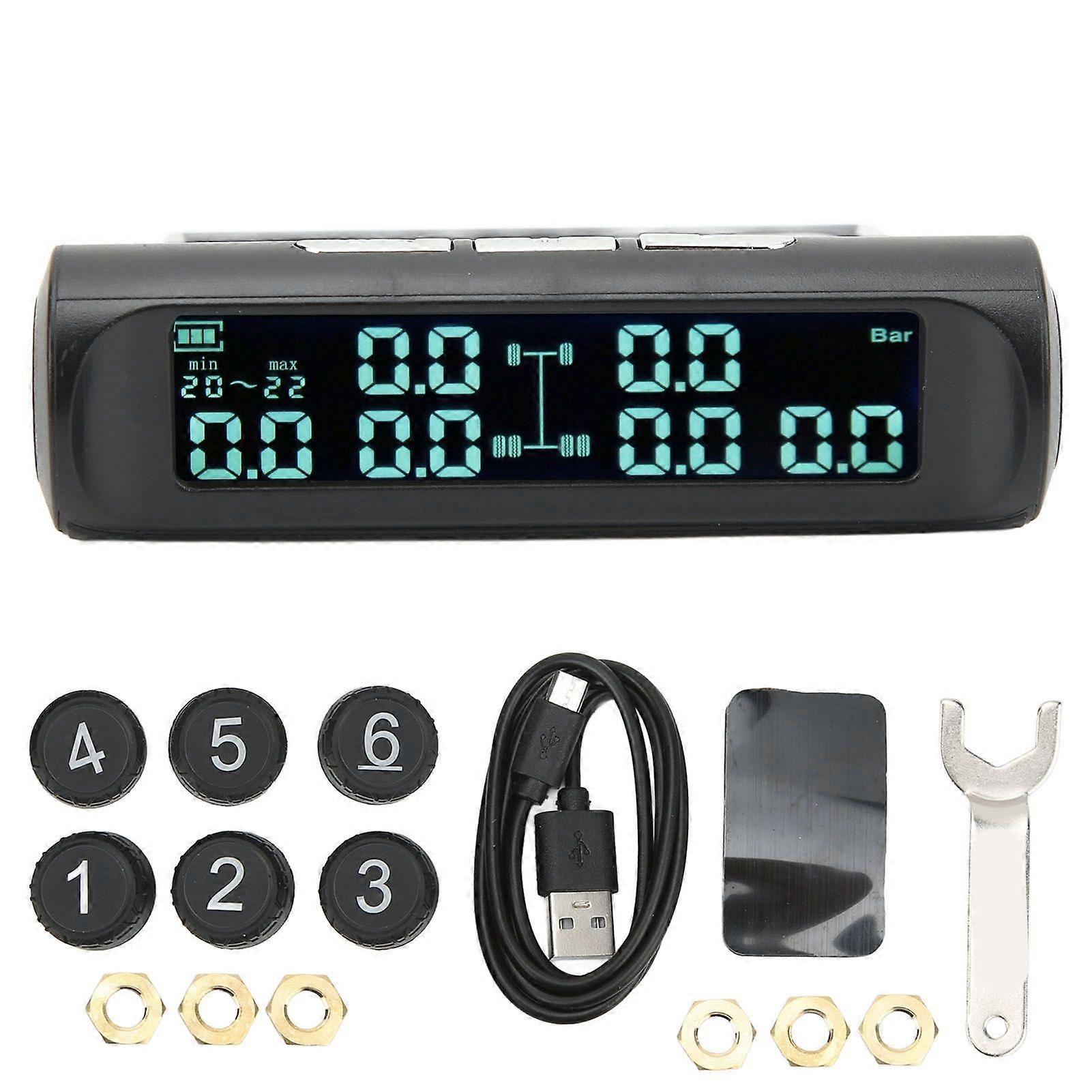 Moniteur de pression des pneus pour camion VR avec TPMS à 6 roues et écran LCD