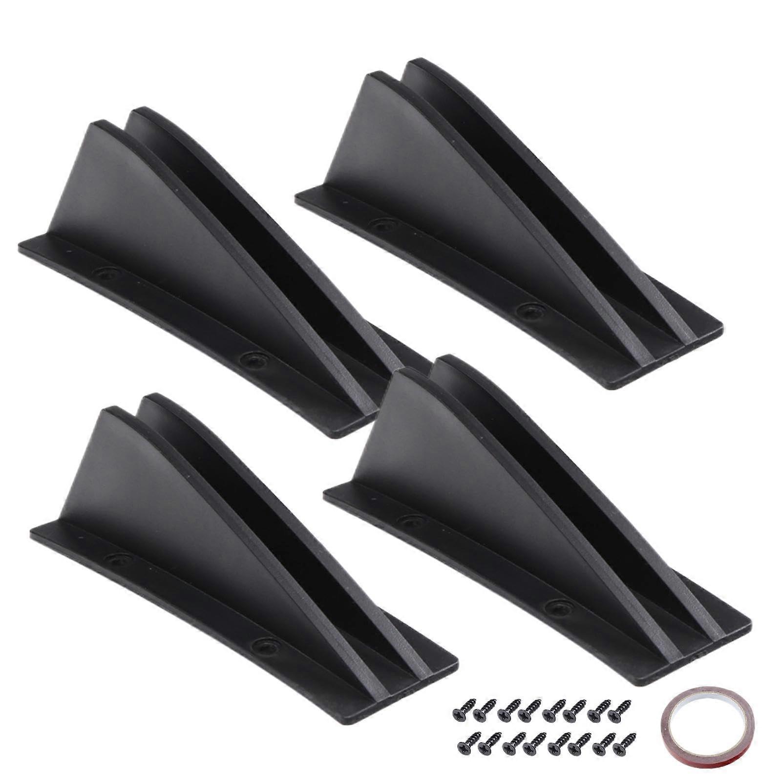 Rear Bumper Spoiler | 4 Pcs Rear Diffuser Fins, Rear Bumper Diffuser, Black, Car Modified Accessory