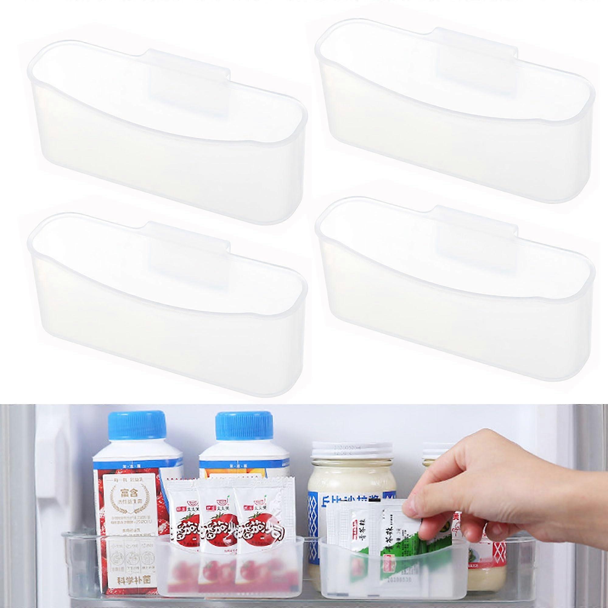 Fridge Organiser Box Set of 4 Plastic Storage Containers for Sauce Bags and Small Parts, Compatible with Fridge Door and Side Storage
