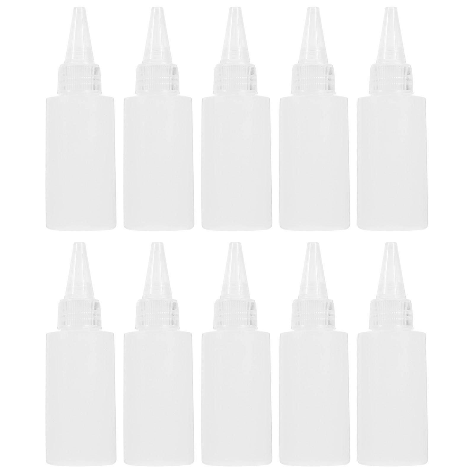 100pcs Pointed Glue Bottles Squeeze Pigment Bottles for Home Crafts with Plastic Material White
