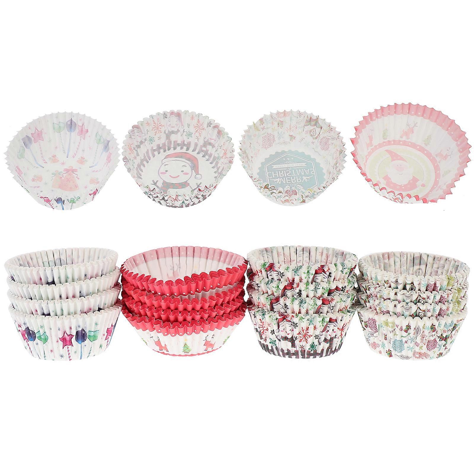 400Set Oilproof Paper Baking Cups Assorted Color Muffin Cake Liners Round Ideal For Christmas Parties