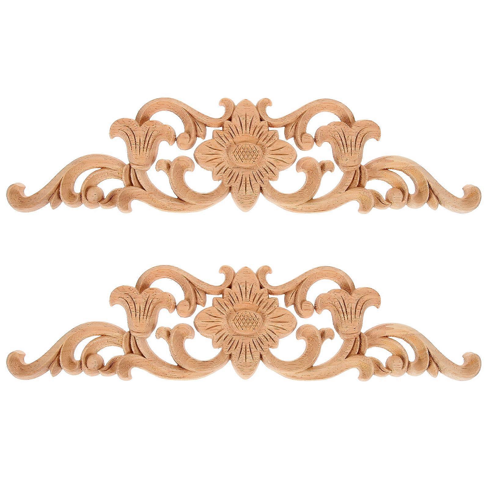 Here's a refined and professional product description based on your input:
 
**2pcs Wood Carved Applique Wall Decoration – Unpainted Long Door