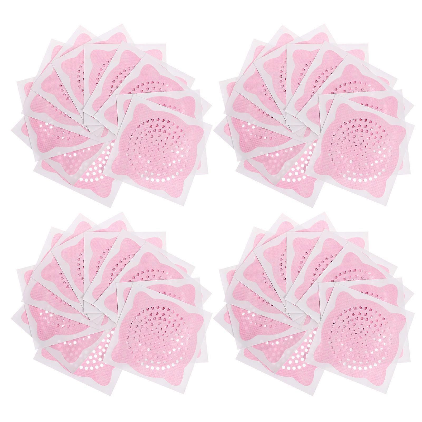 100 Pcs Shower Drain Filter Stickers Ideal For Bathroom Use Featuring Pink Color To Ensure Water Draining