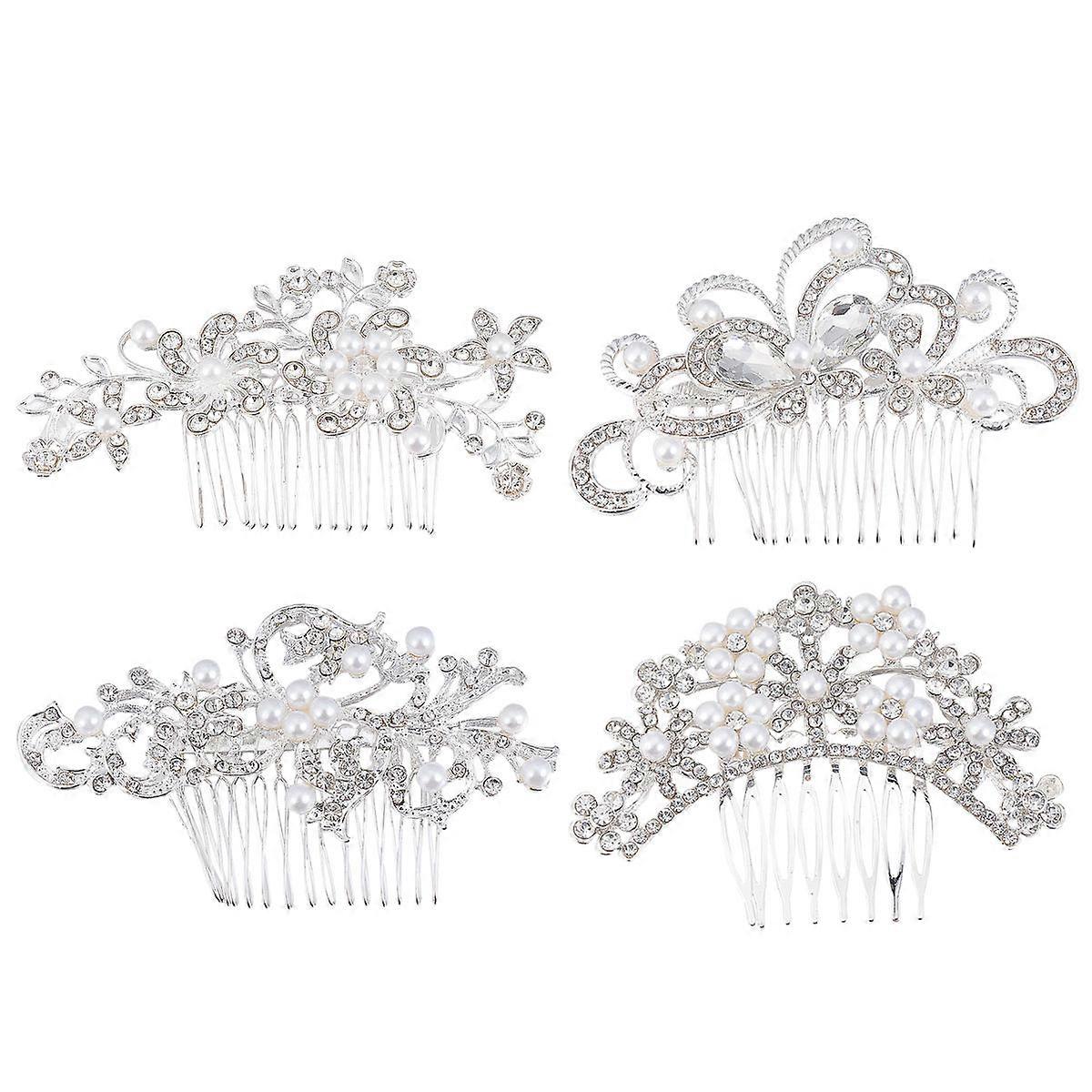 Sparkly Hair Accessories 4Pcs Photo Prop For Special Occasions With Comb Shape Elegant Design And Assorted Color Styles
