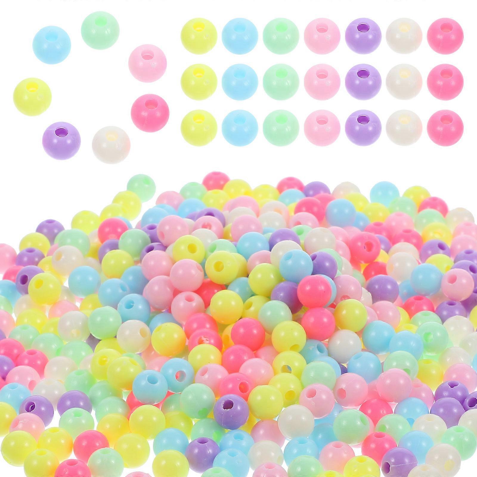 Durable Acrylic DIY Beads for Jewelry Crafts with Big Hole Round Shape Assorted Color 8mm