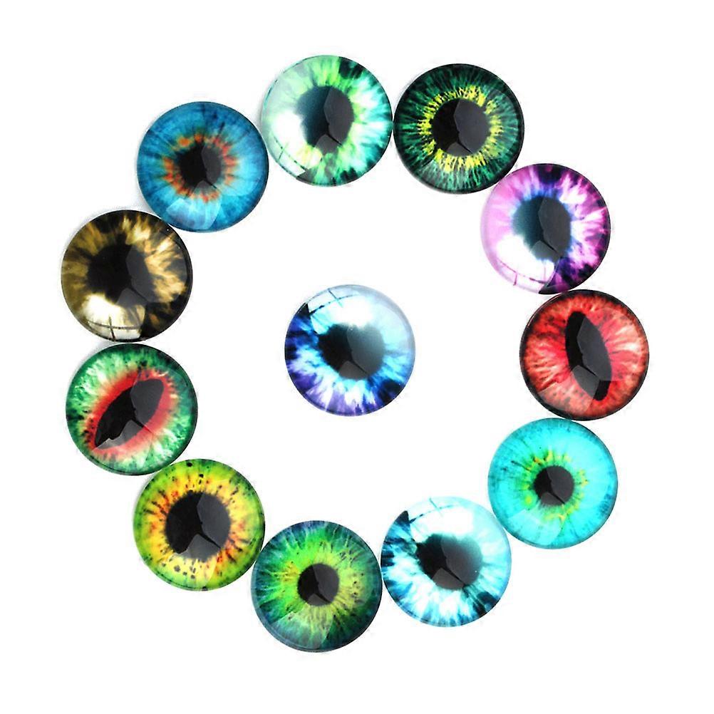 20pcs DIY Eye Glass Interface Patch Mixed Color Circular Glass Cabochons for Jewelry Making Crafts Decorations Unique Design