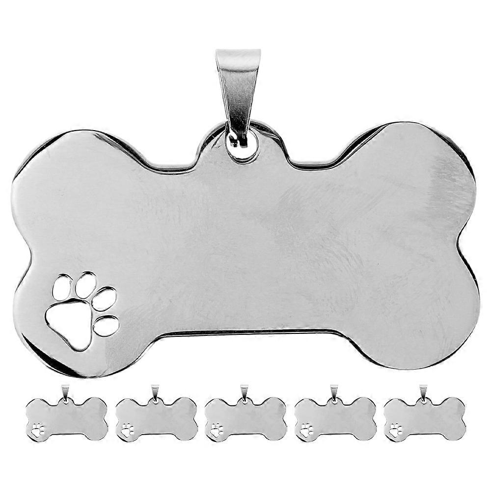 6Pcs Dogs Identification Tags Bone Shape Blank Engraving Tags For Pets Daily Use Durable Stainless Steel