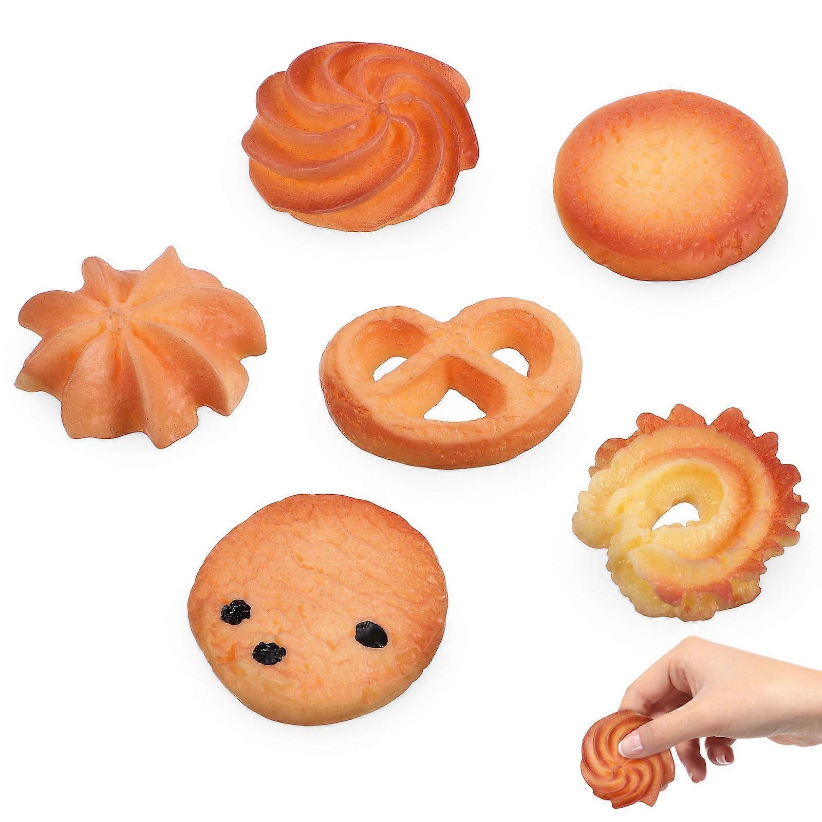 6pcs Realistic Artificial Biscuits Fake Cookies Decorative Props for Home Display Bakery Decoration DIY Projects Parties Lightweight Versatile